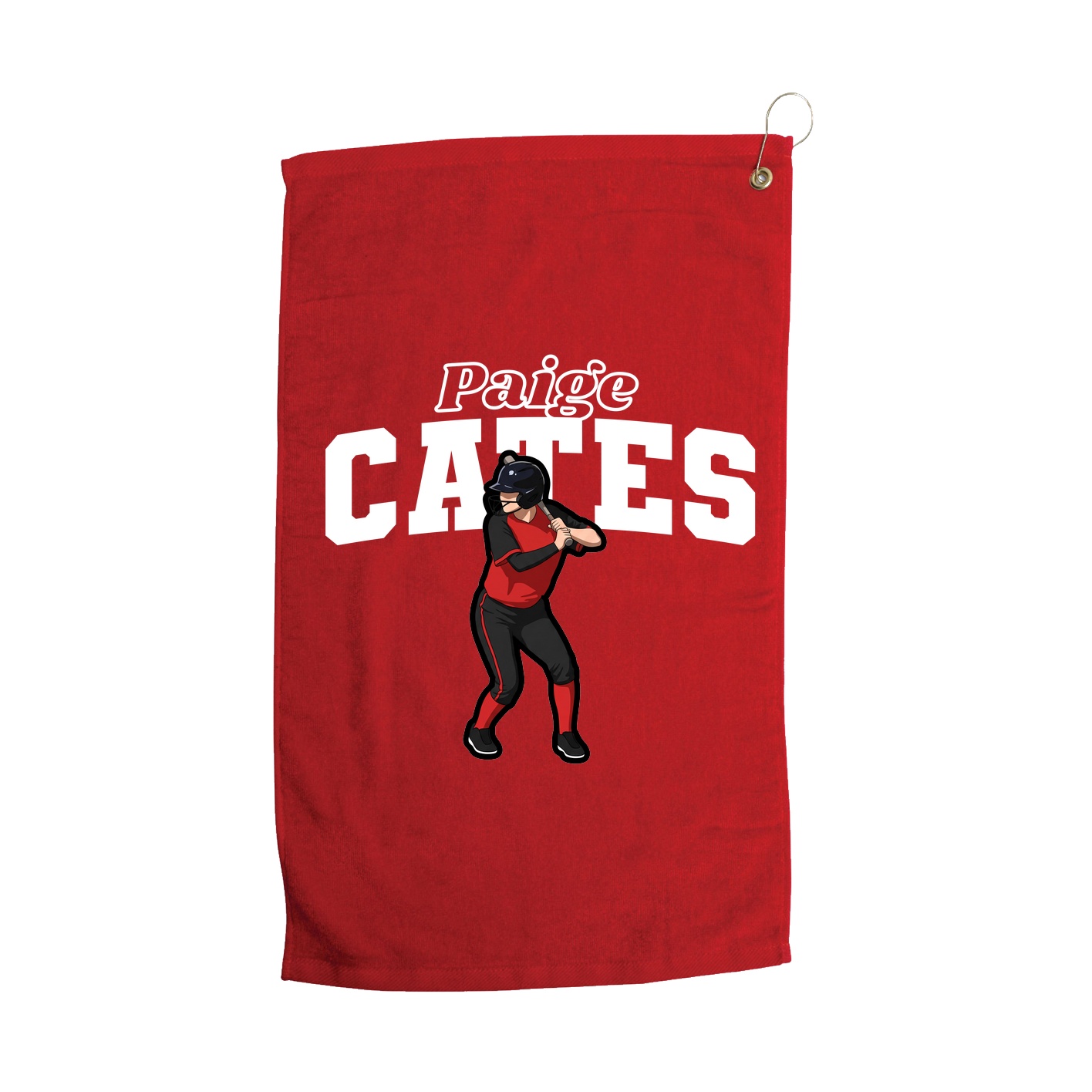 Golf Towel — Name Arch in Red