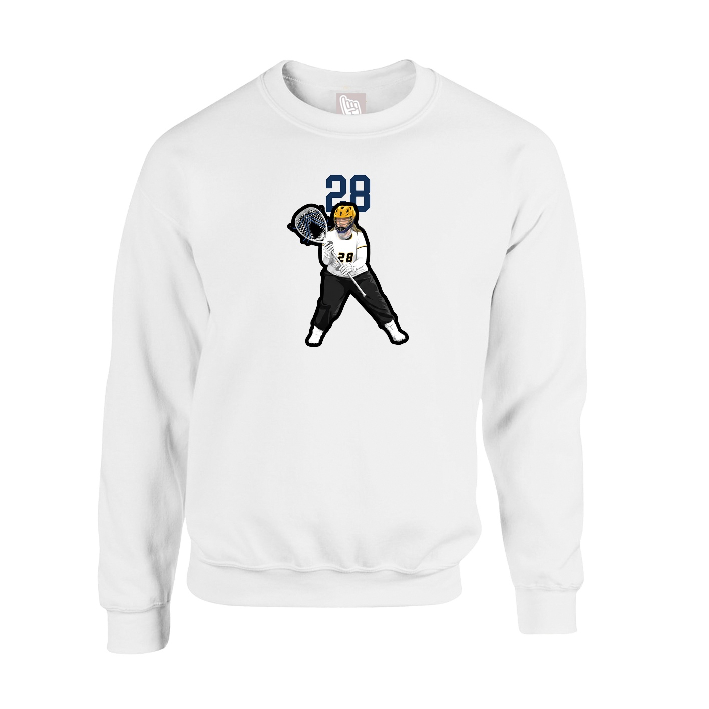 Fleece Crew — Number Top in White