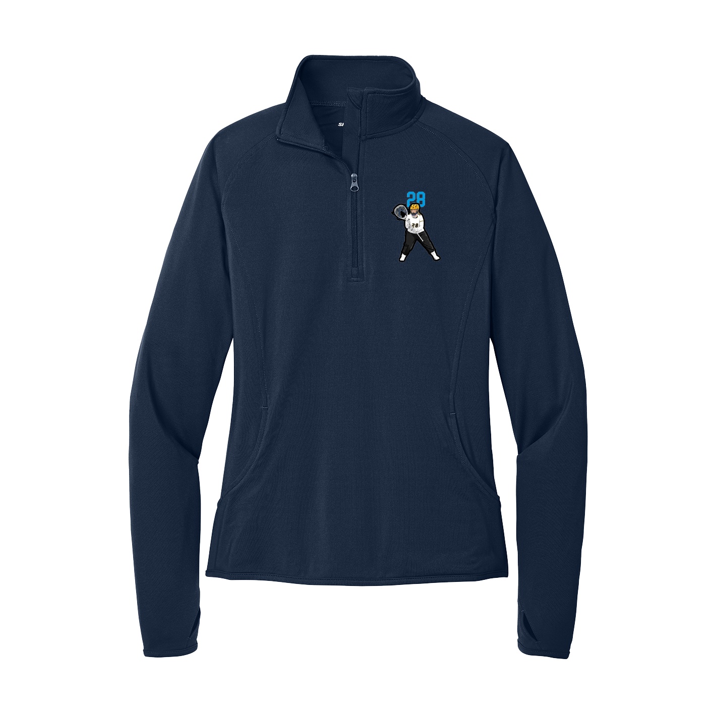 Women's Q-Zip Pullover — Number Top in Navy