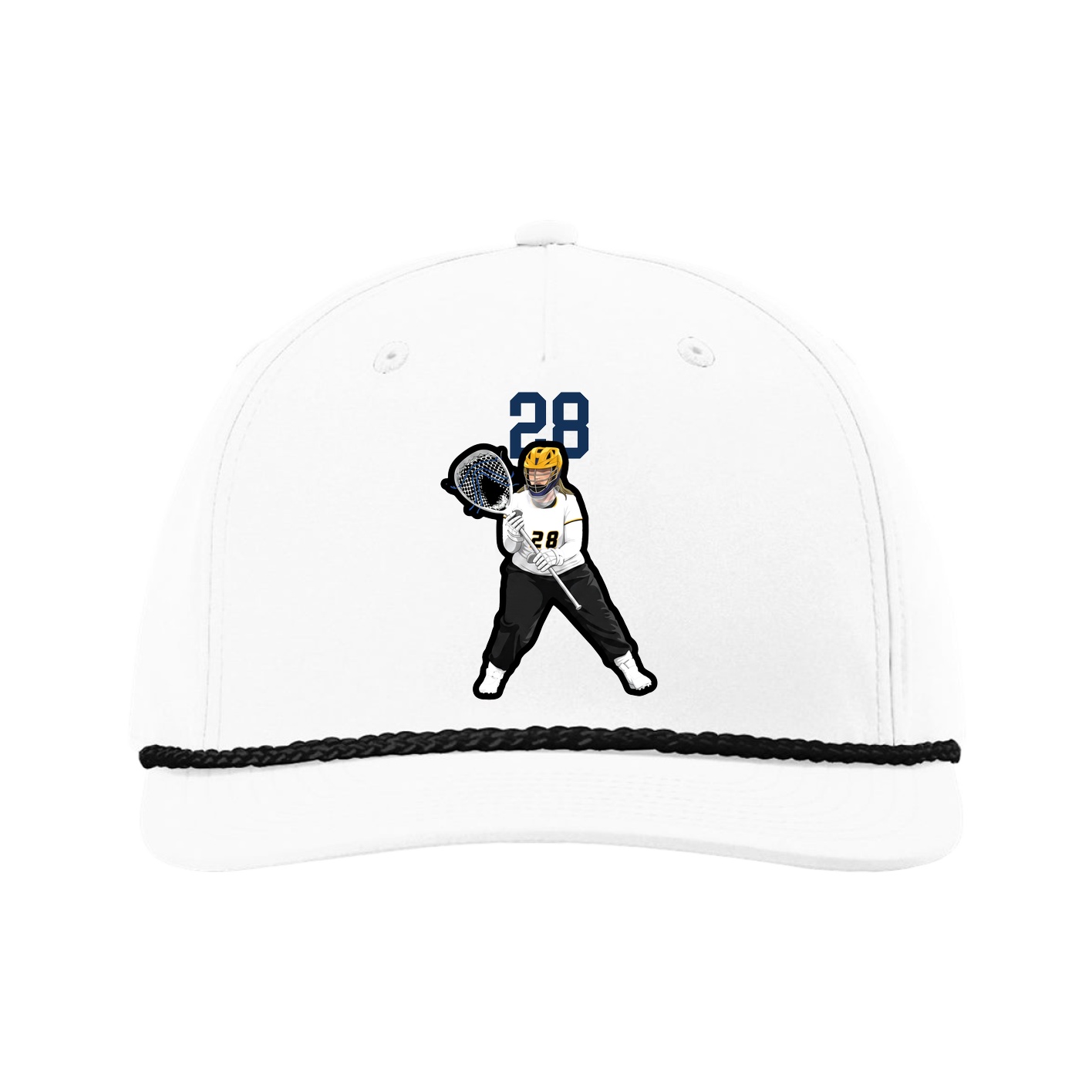 Five-Panel Classic Rope Cap — Number Top in White