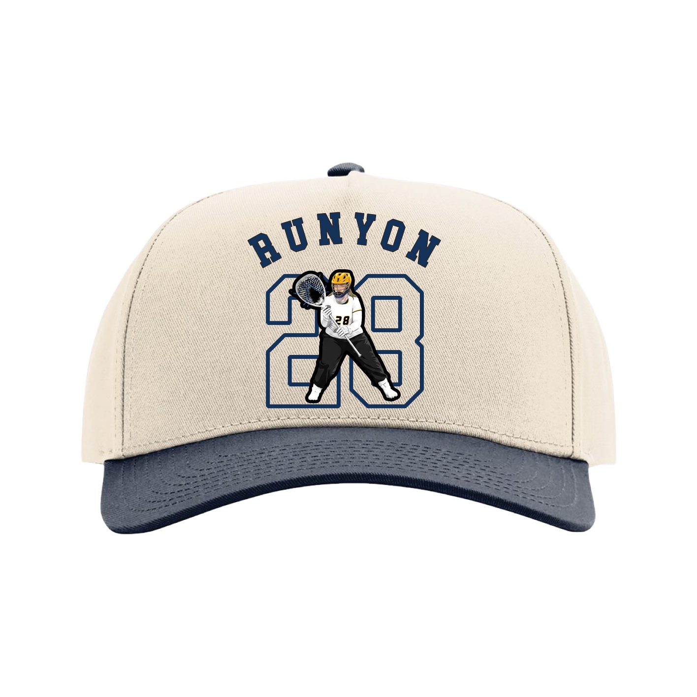 Full Fabric Five-Panel Champ Cap — Shirsey Arch in Cream/Navy