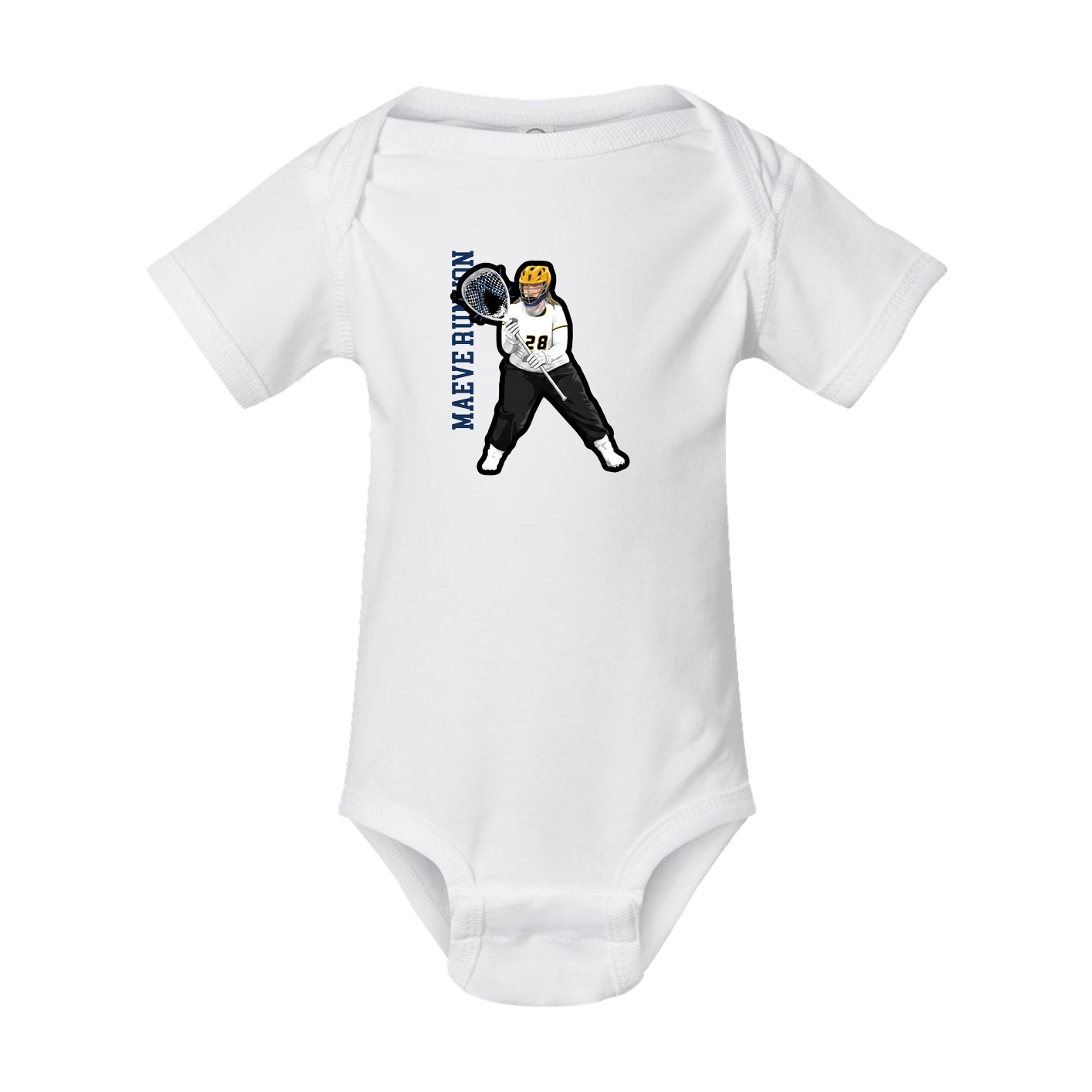 Baby Onesie — Name Vertical in White