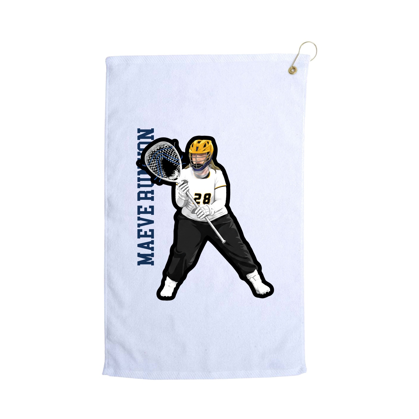 Golf Towel — Name Vertical in White