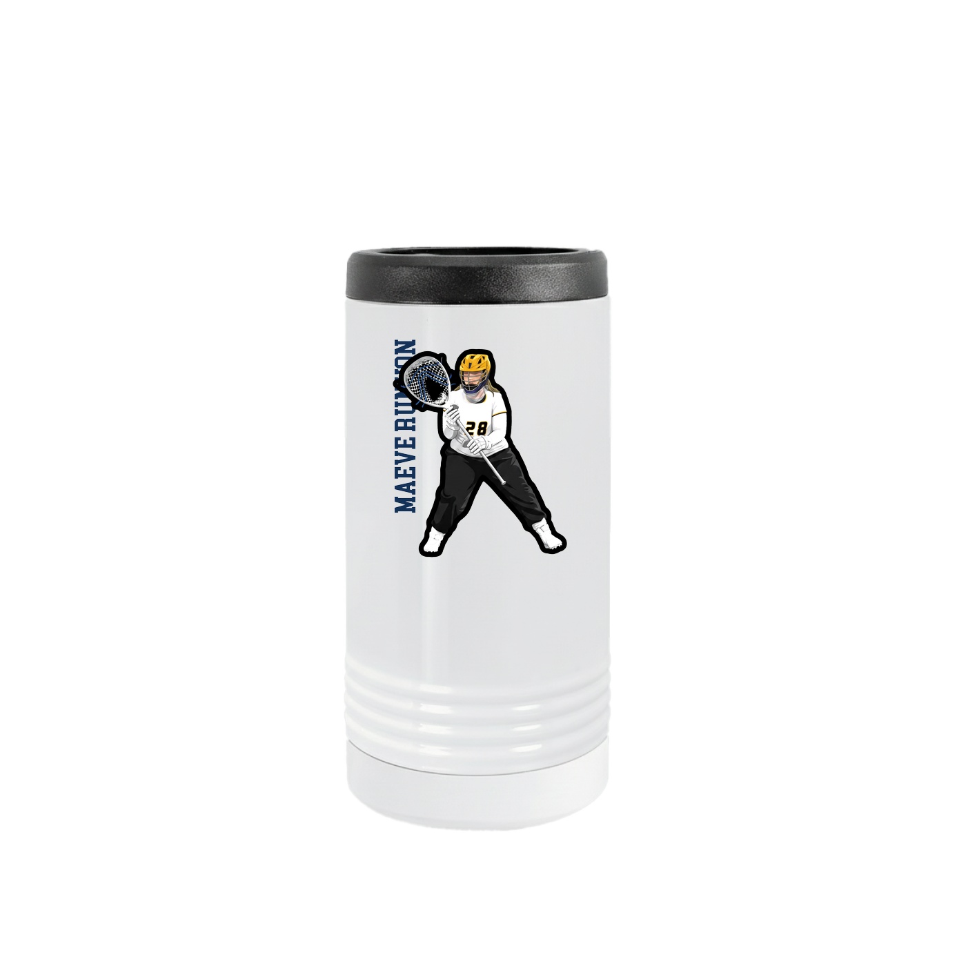 Slim Beverage Holder — Name Vertical in White