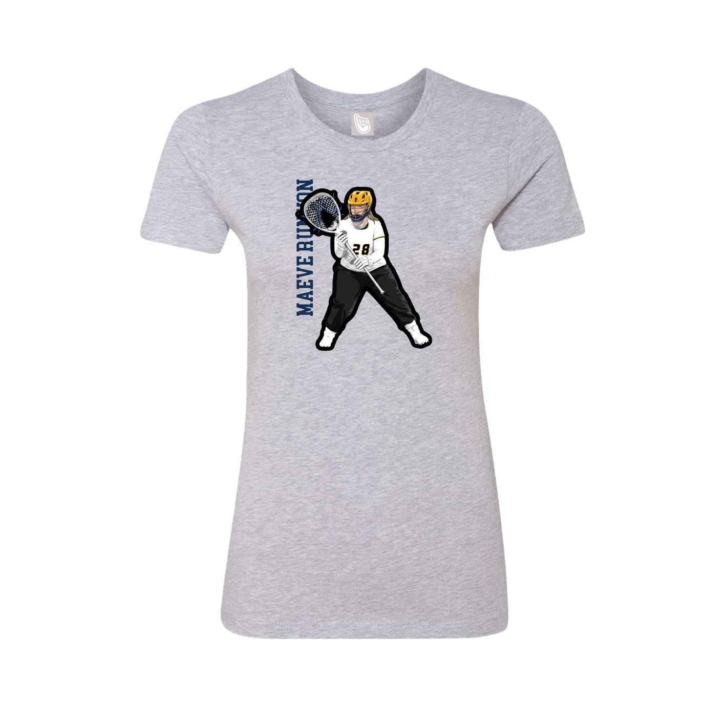 Fitted Women's Tee — Name Vertical in Grey