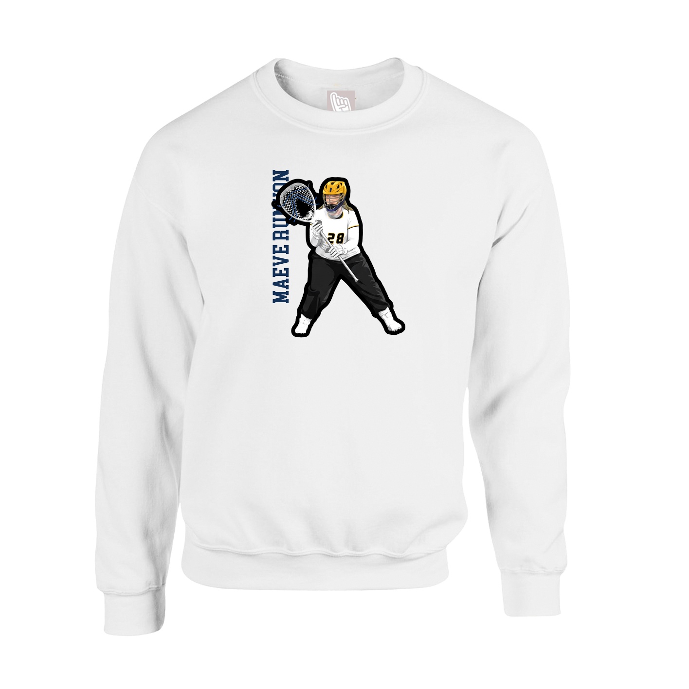 Fleece Crew — Name Vertical in White