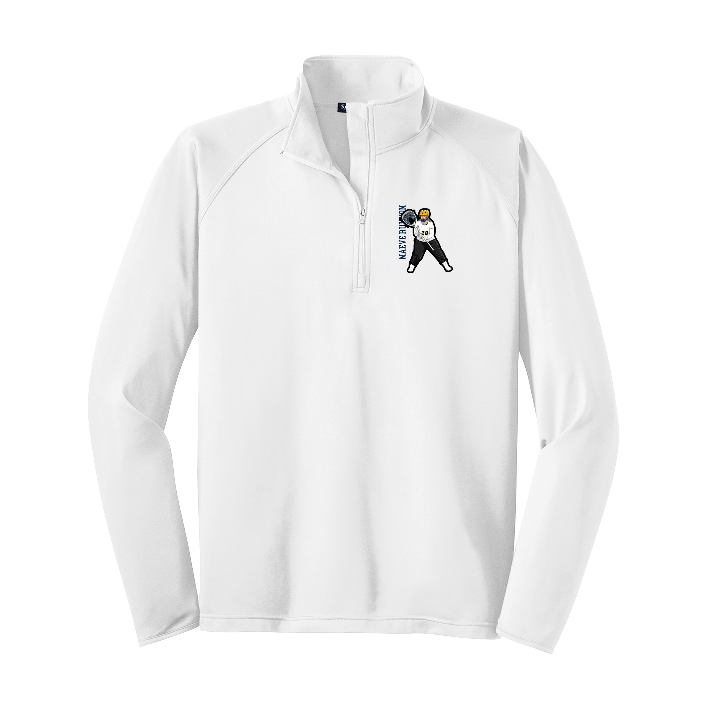 Q-Zip Pullover — Name Vertical in White