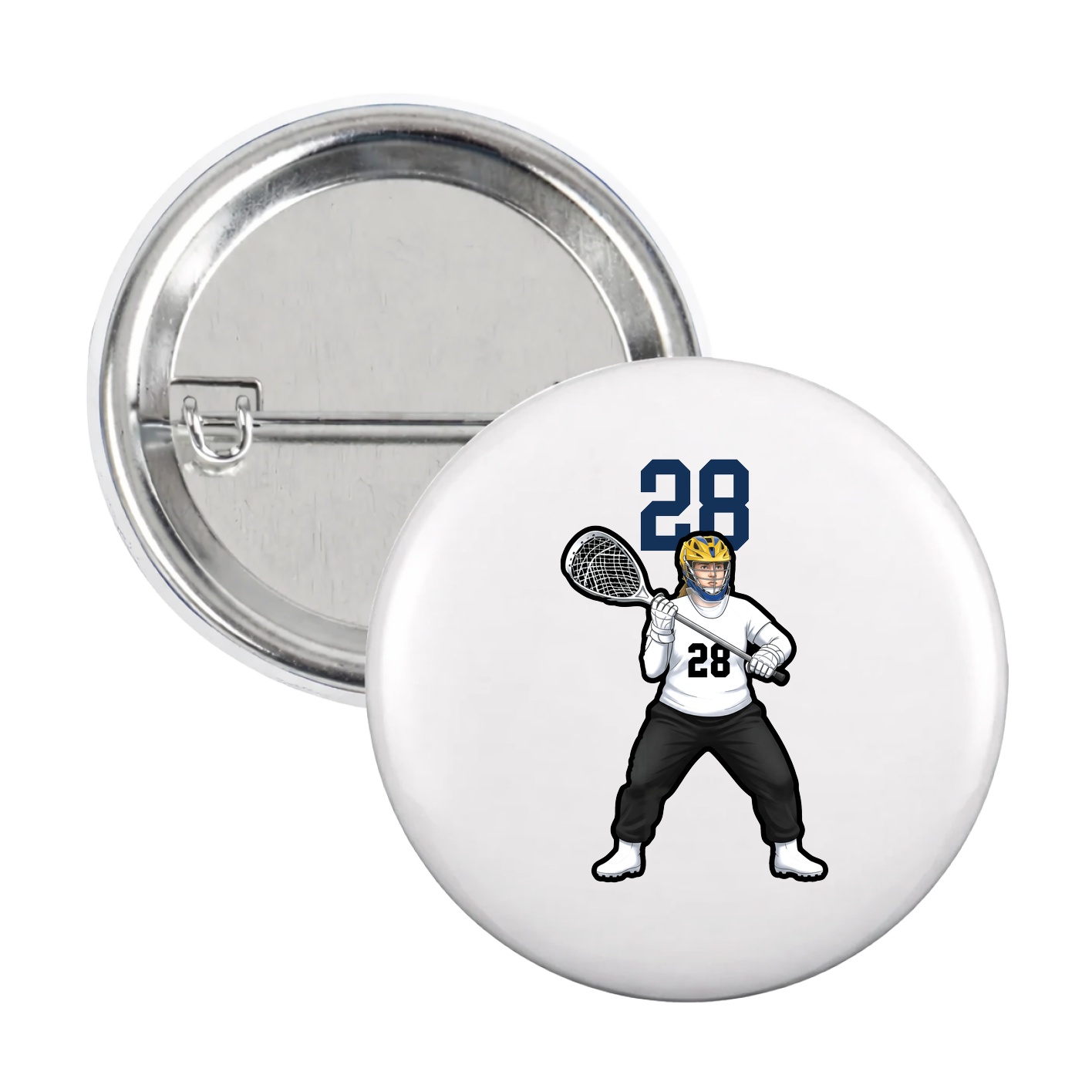 Game Day Button — Number Top in White