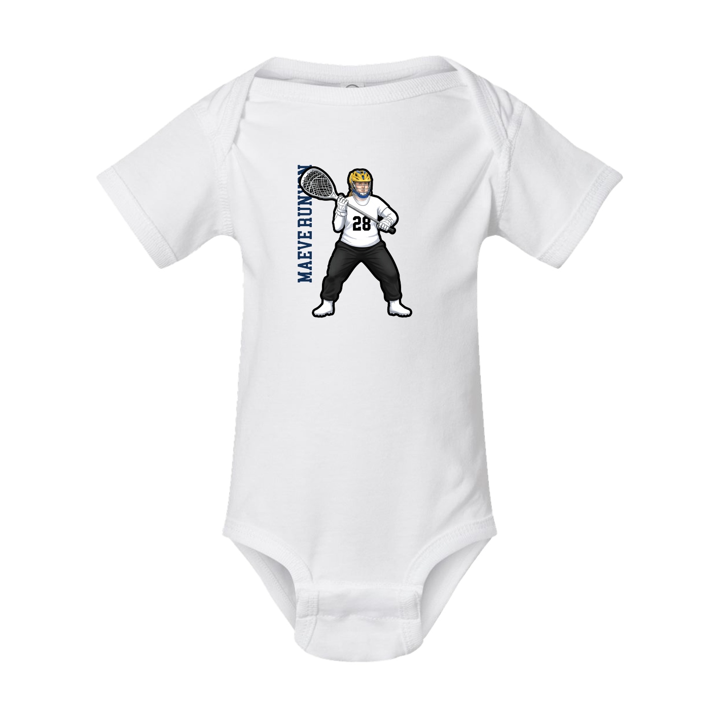 Baby Onesie — Name Vertical in White