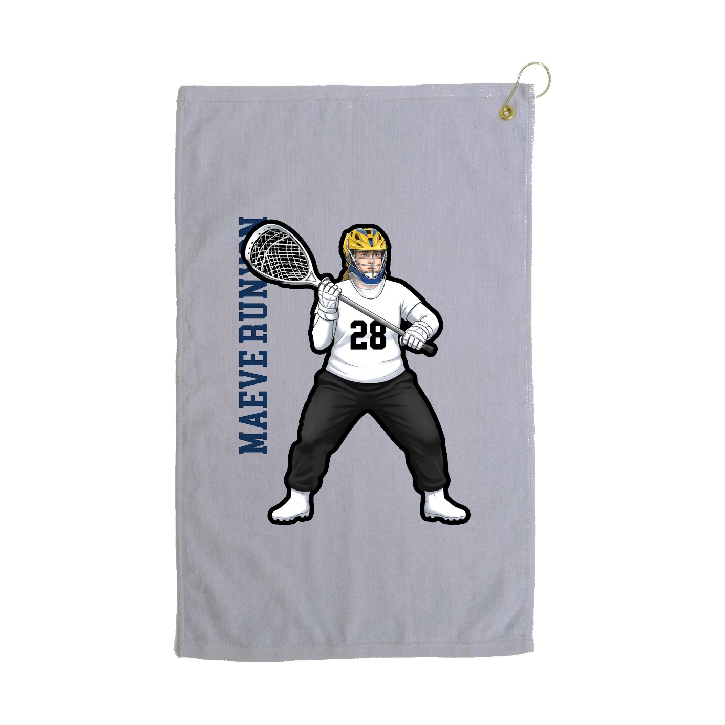 Golf Towel — Name Vertical in Grey