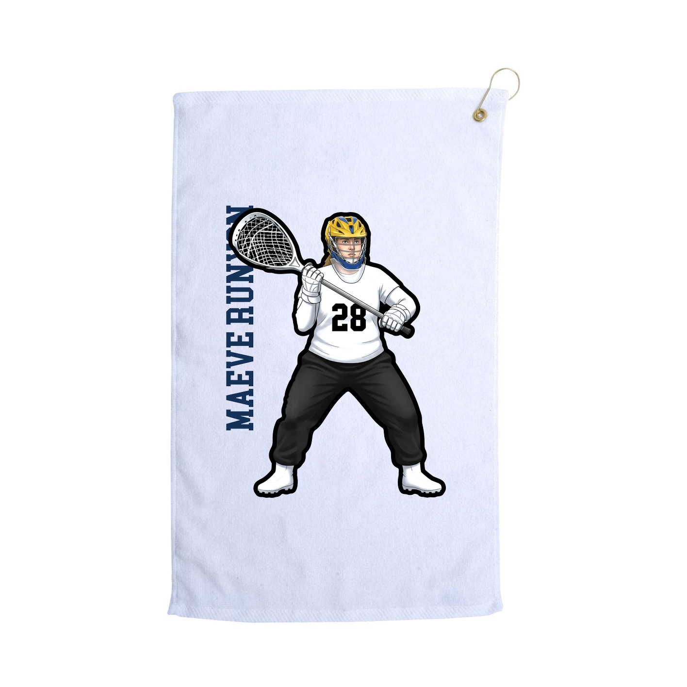 Golf Towel — Name Vertical in White