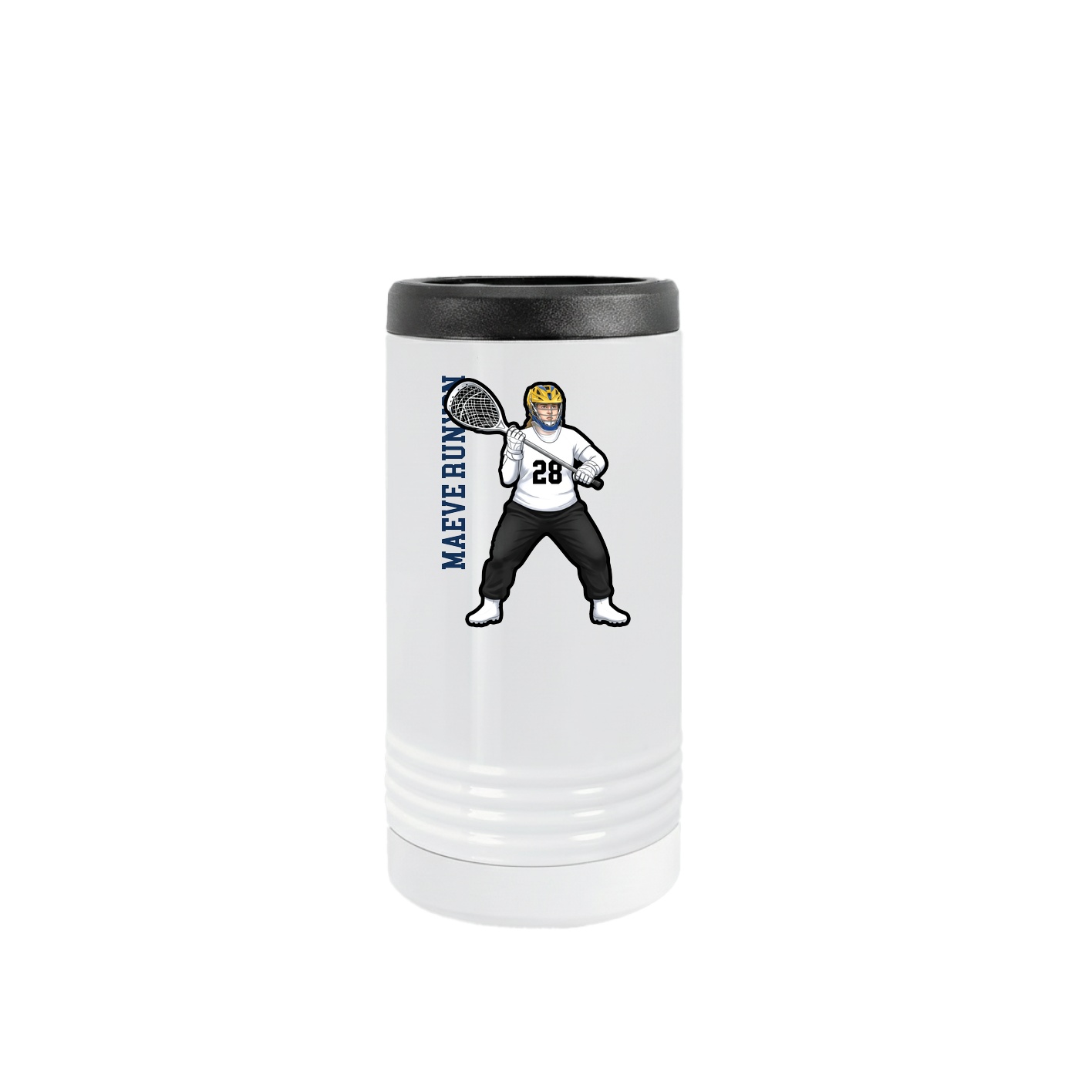 Slim Beverage Holder — Name Vertical in White