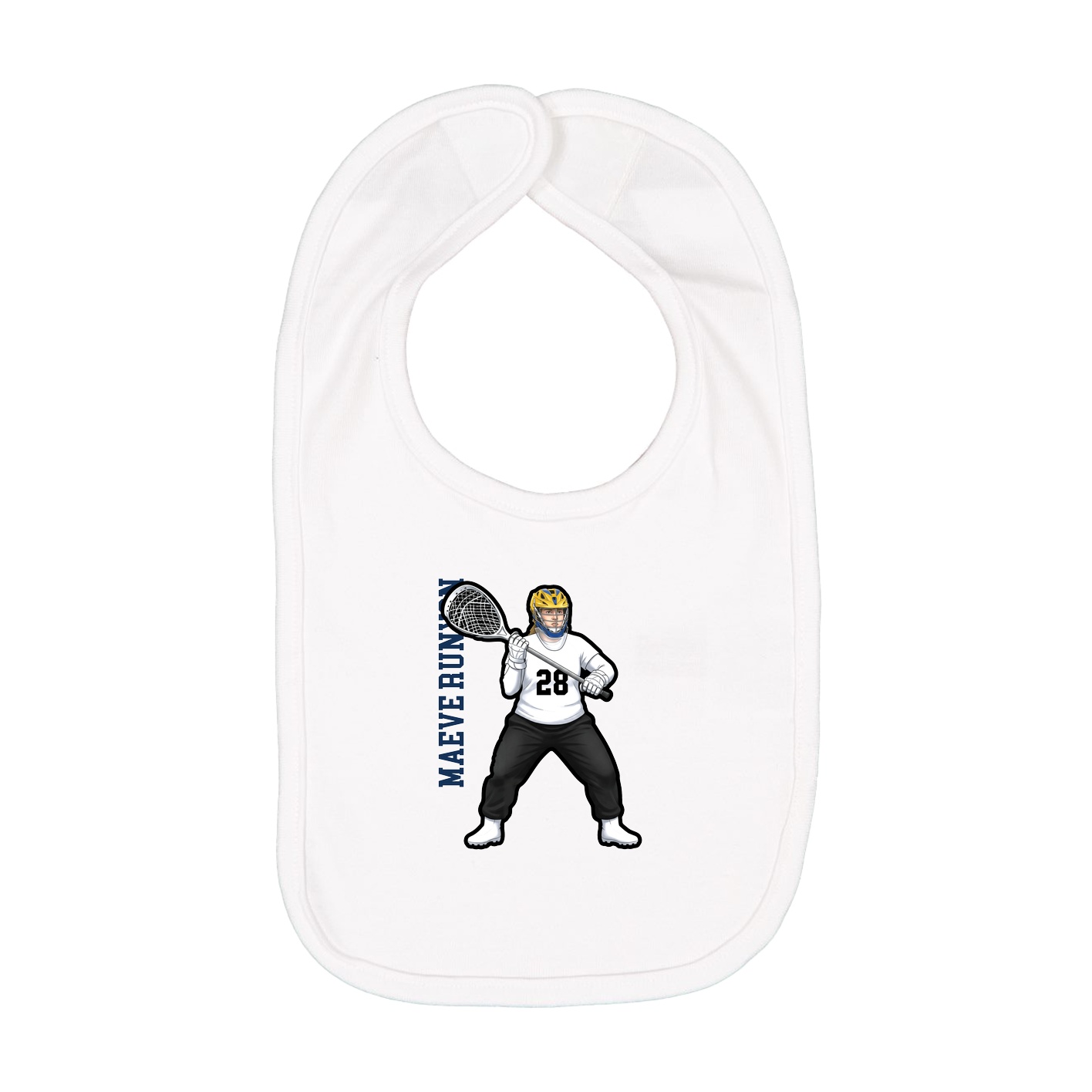 Infant Bib — Name Vertical in White