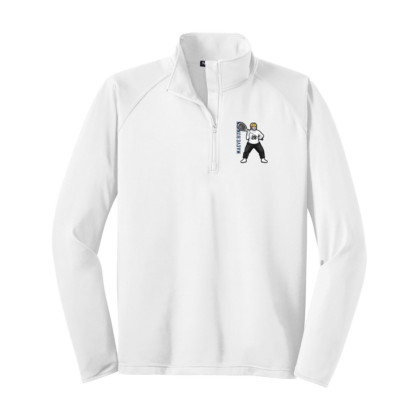 Q-Zip Pullover — Name Vertical in White