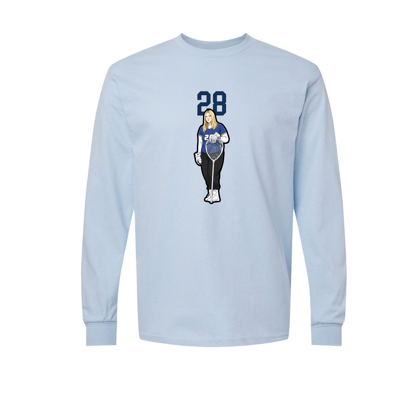 Long Sleeve Tee — Number Top in Light Blue