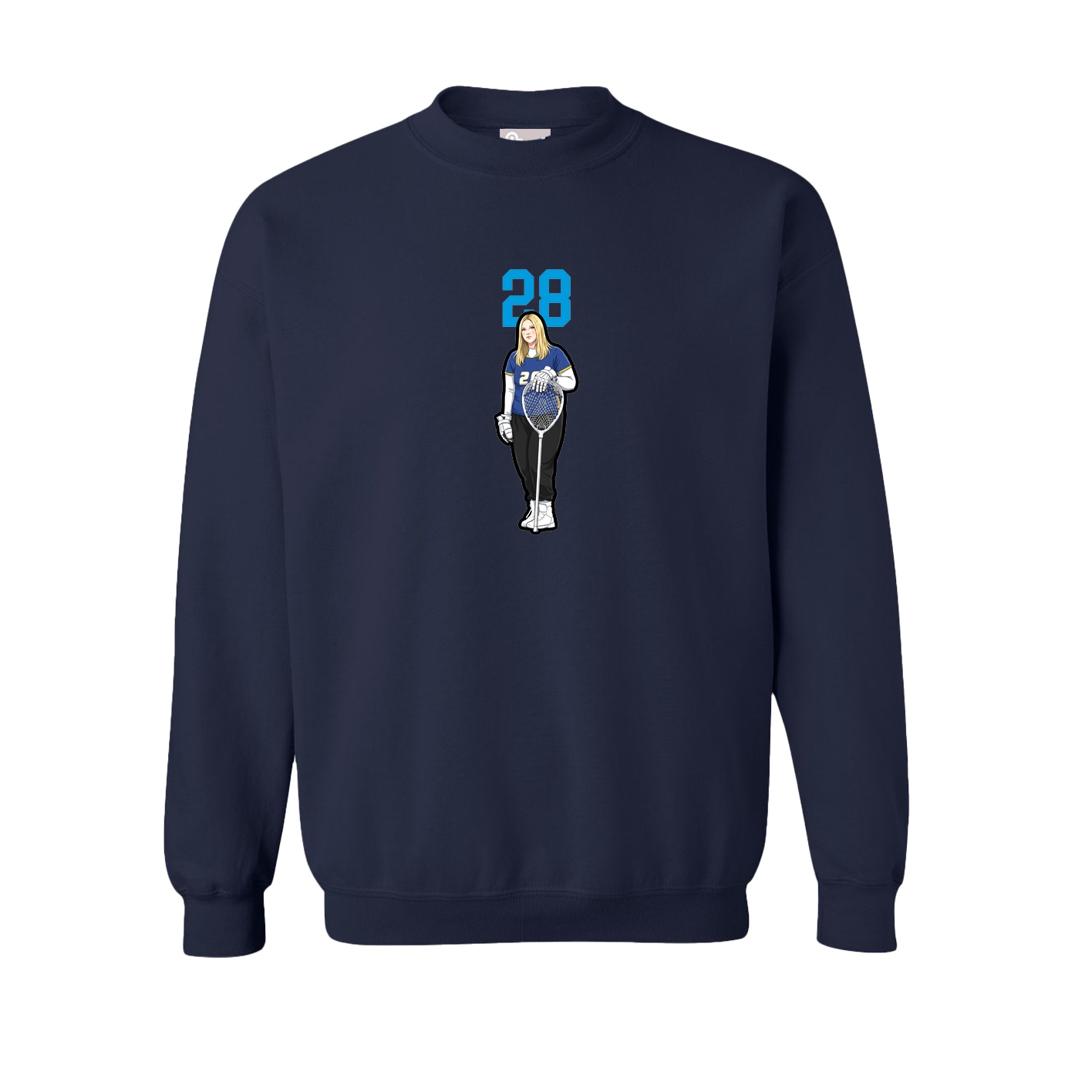 Fleece Crew — Number Top in Navy