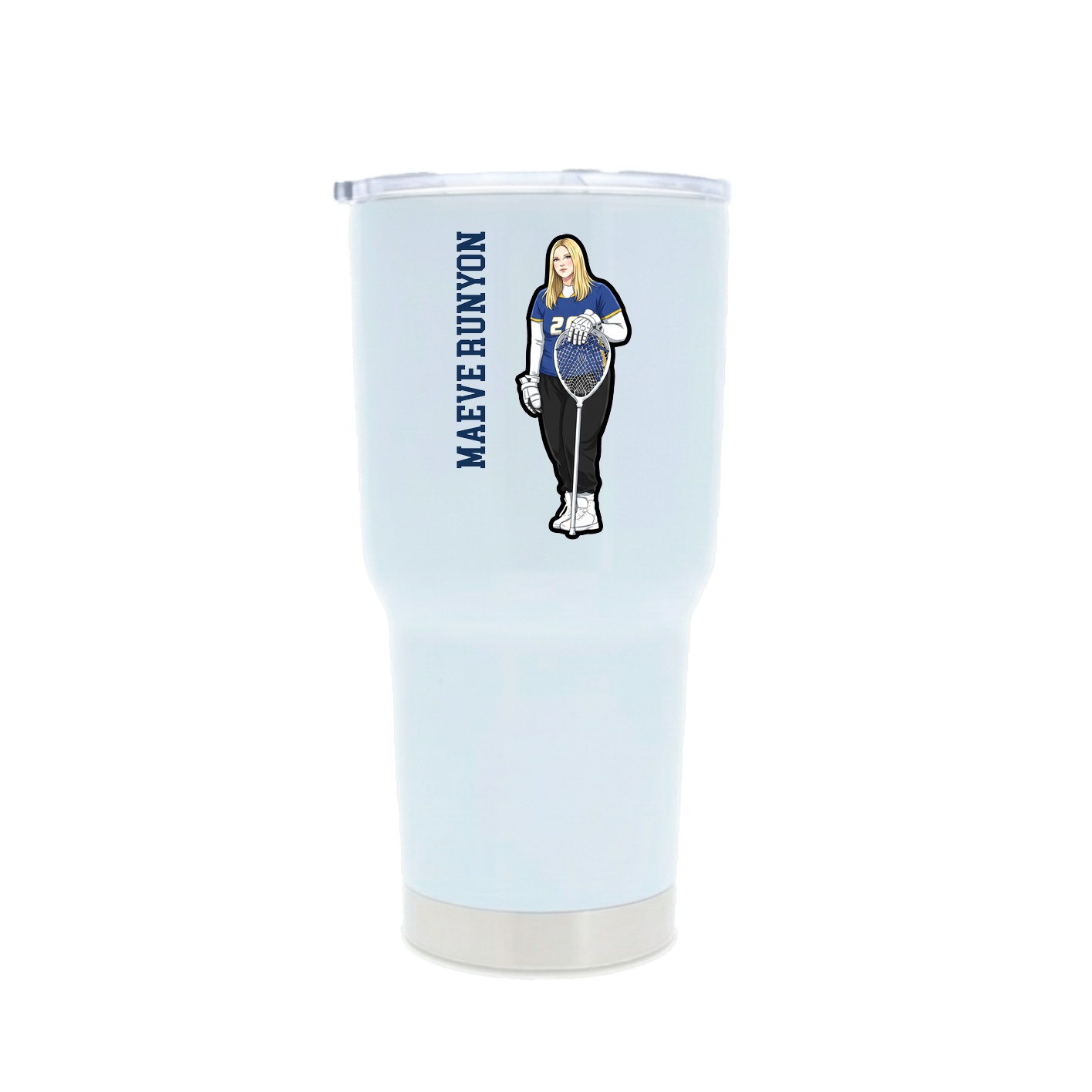 30oz Stainless Steel Tumbler — Name Vertical in White