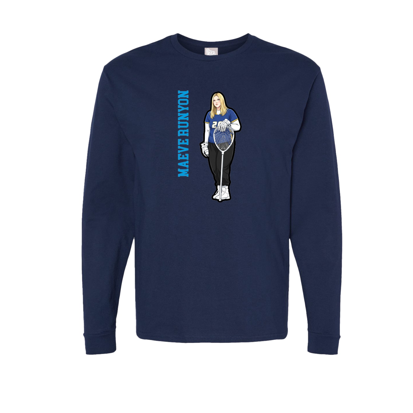 Long Sleeve Tee — Name Vertical in Navy