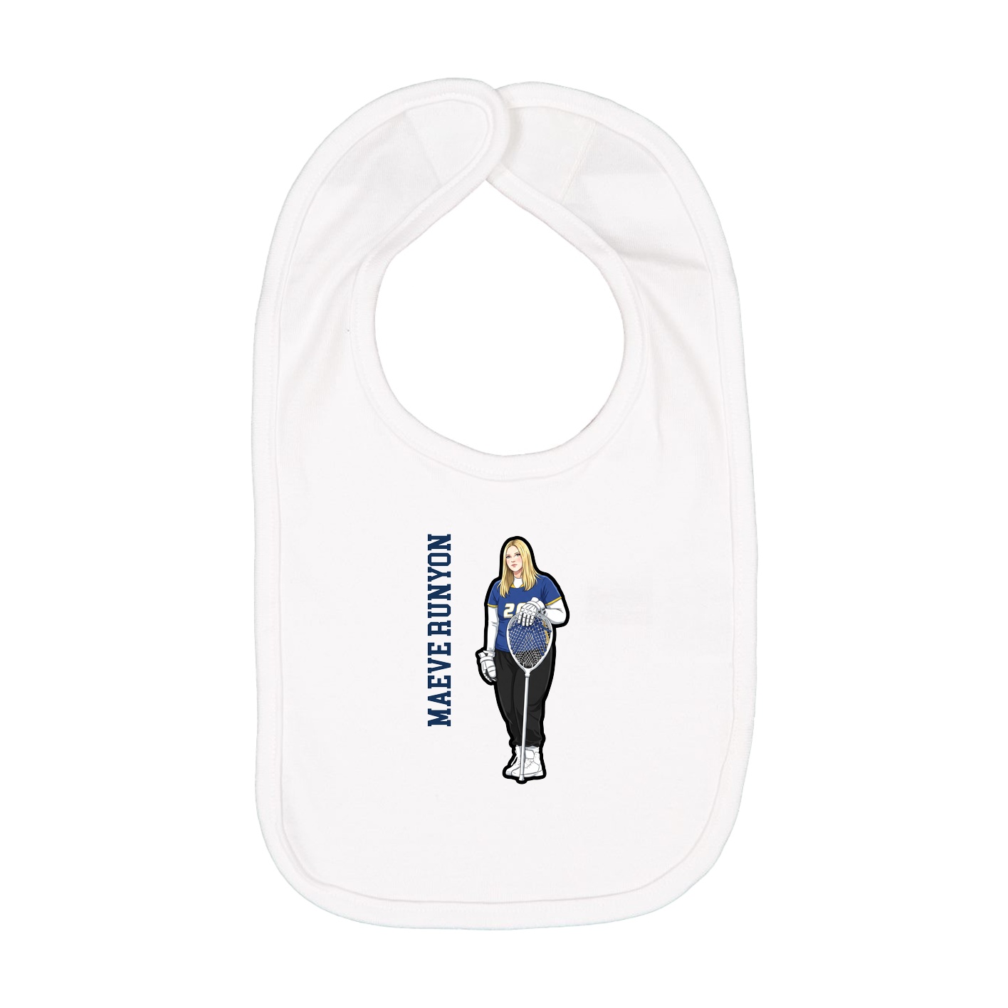 Infant Bib — Name Vertical in White