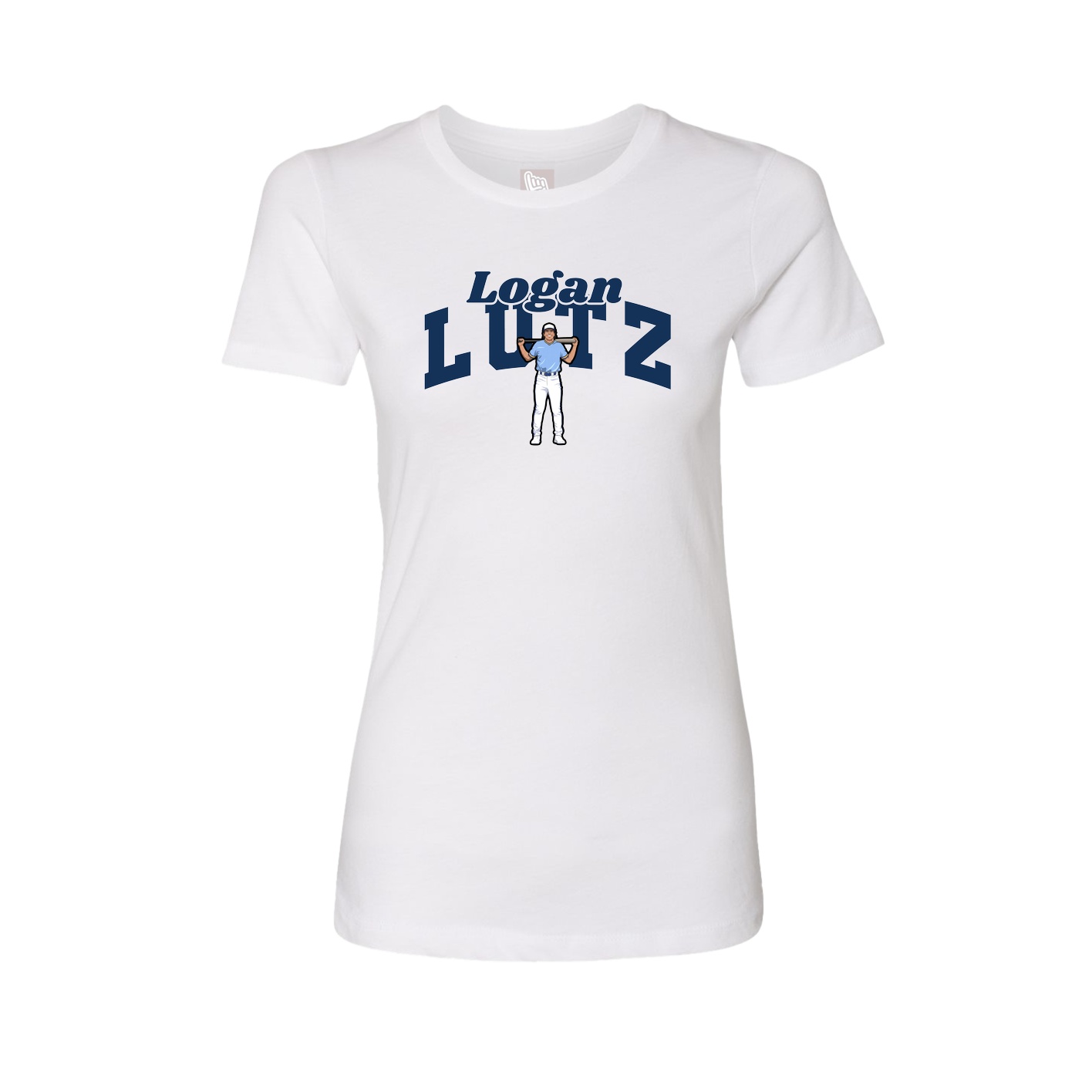 Fitted Women's Tee — Signature Arch in White