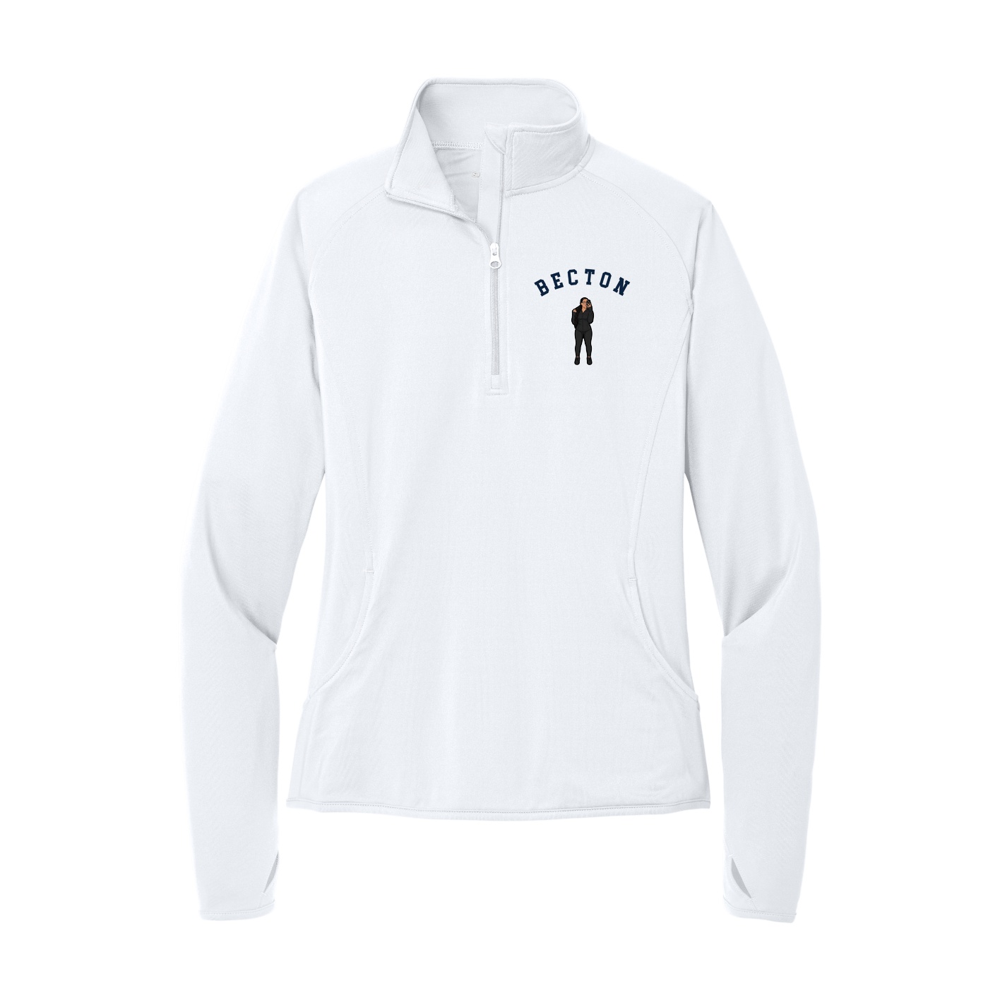 Women's Q-Zip Pullover — Shirsey Arch in White