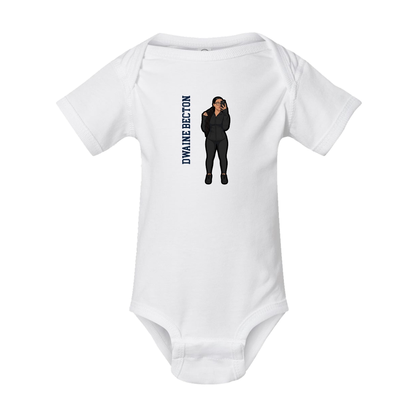 Baby Onesie — Name Vertical in White