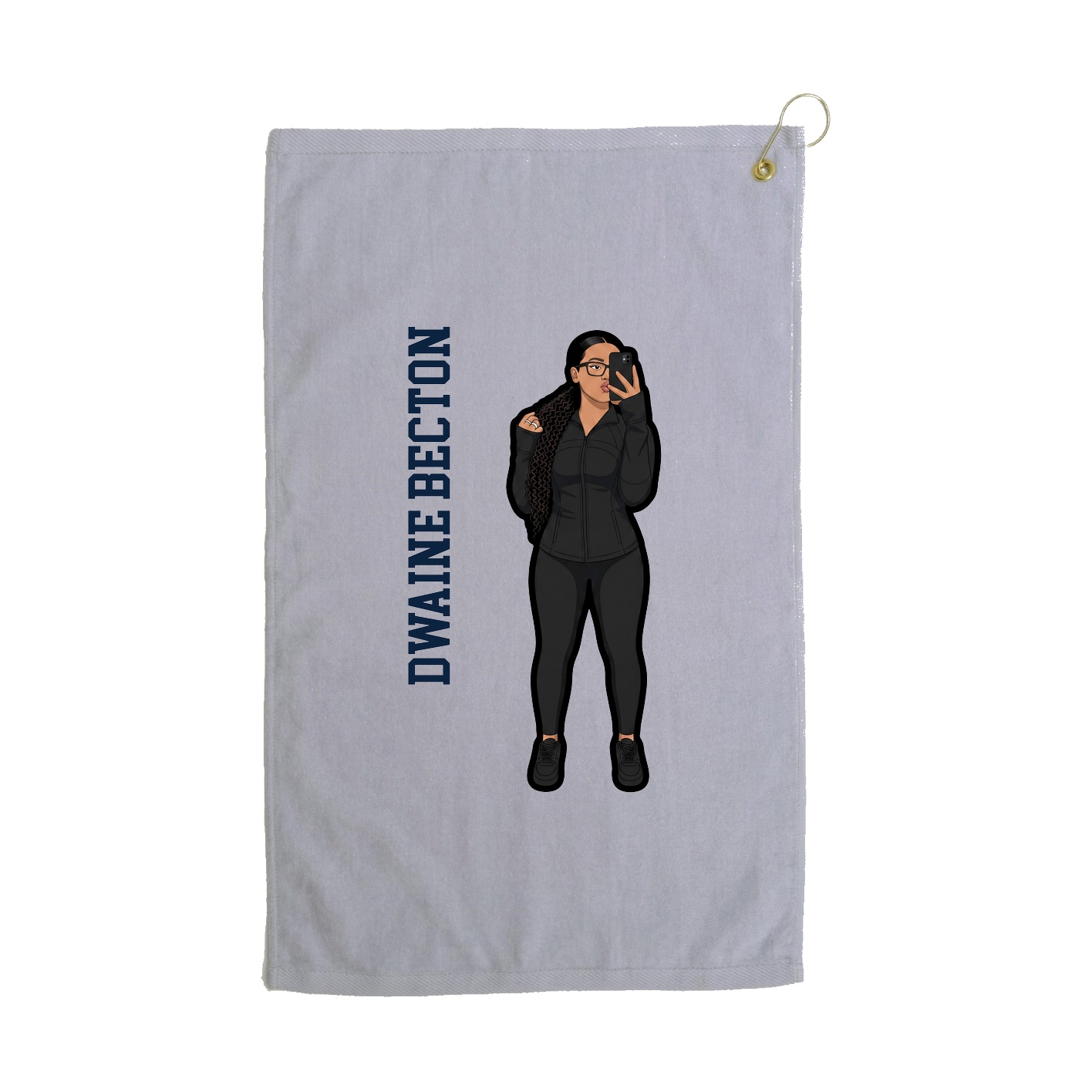 Golf Towel — Name Vertical in Grey