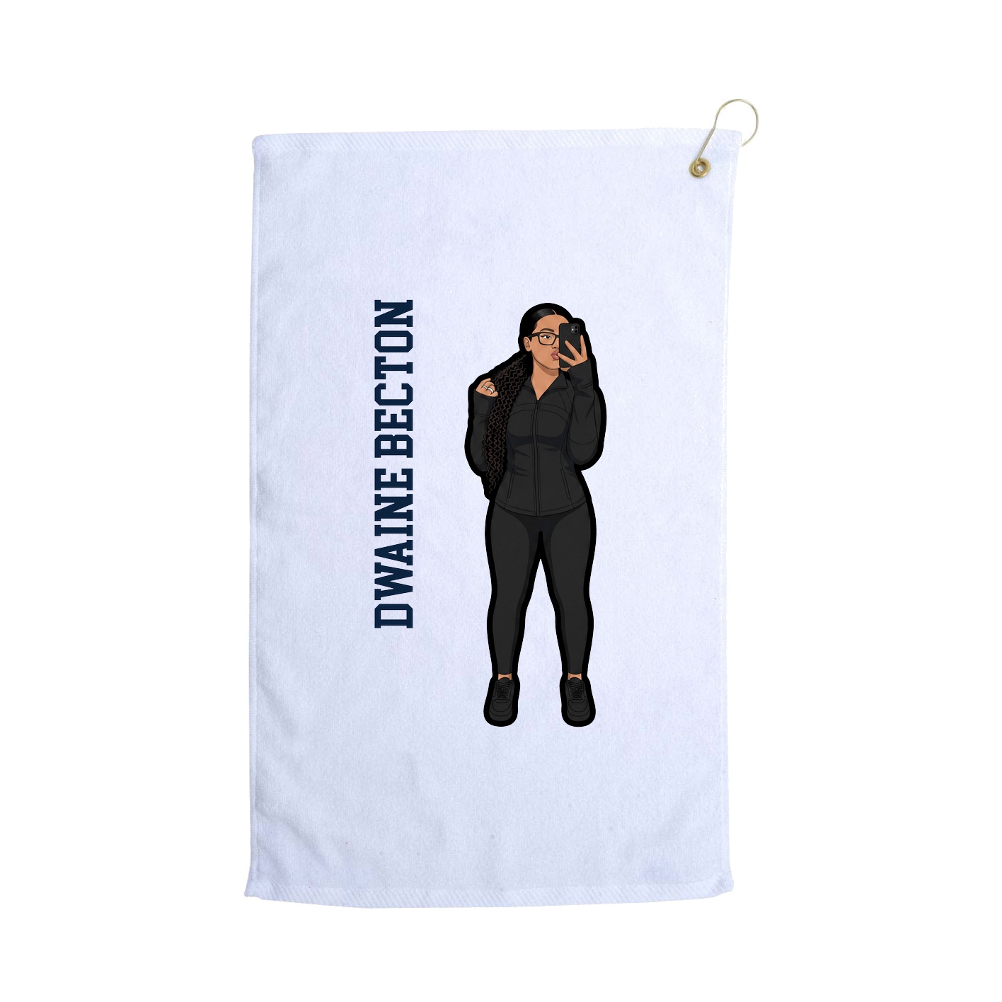Golf Towel — Name Vertical in White