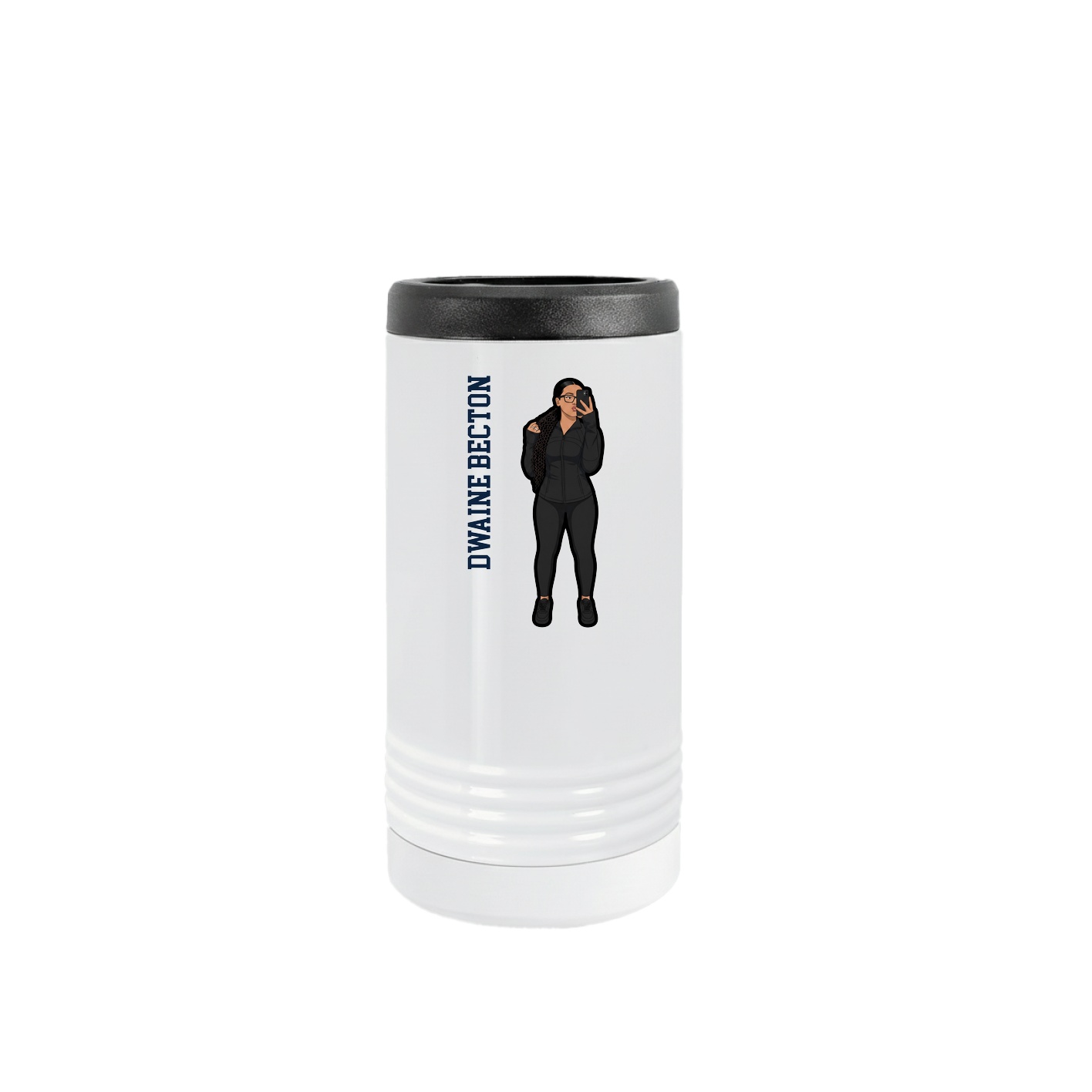 Slim Beverage Holder — Name Vertical in White