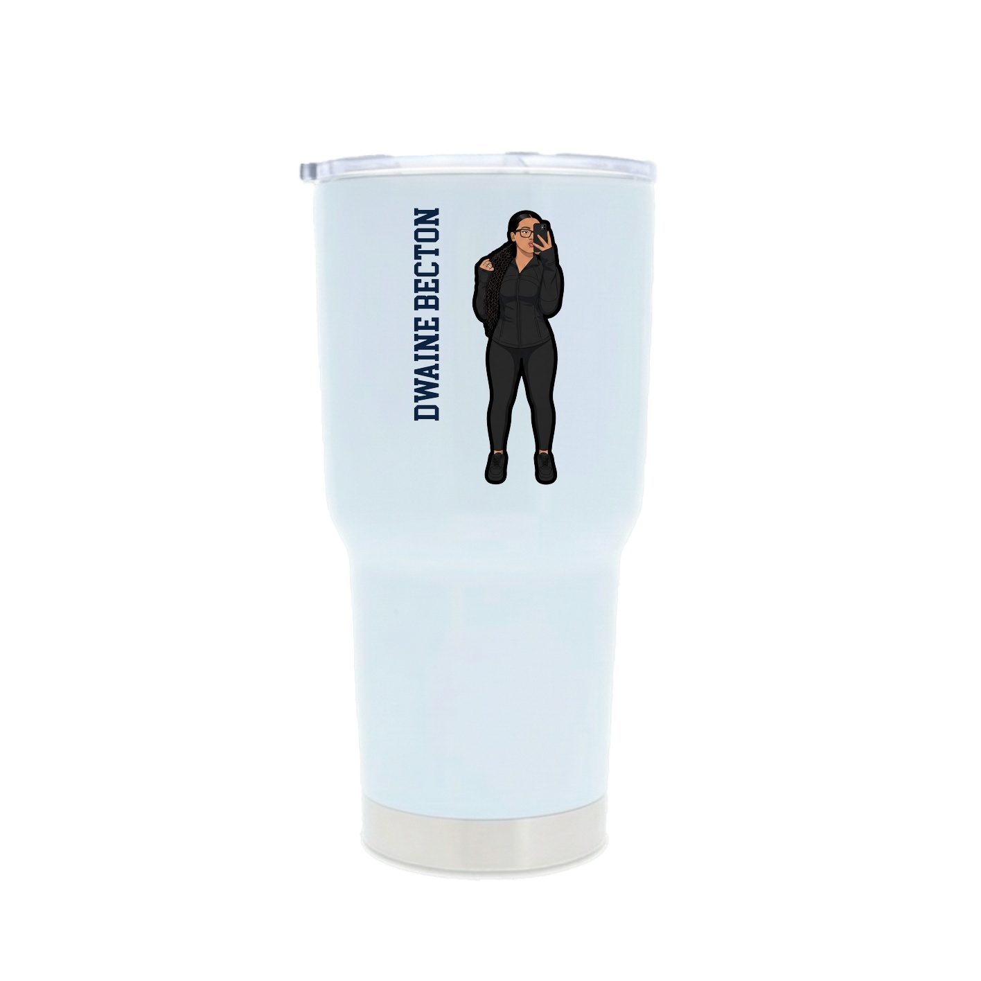 30oz Stainless Steel Tumbler — Name Vertical in White