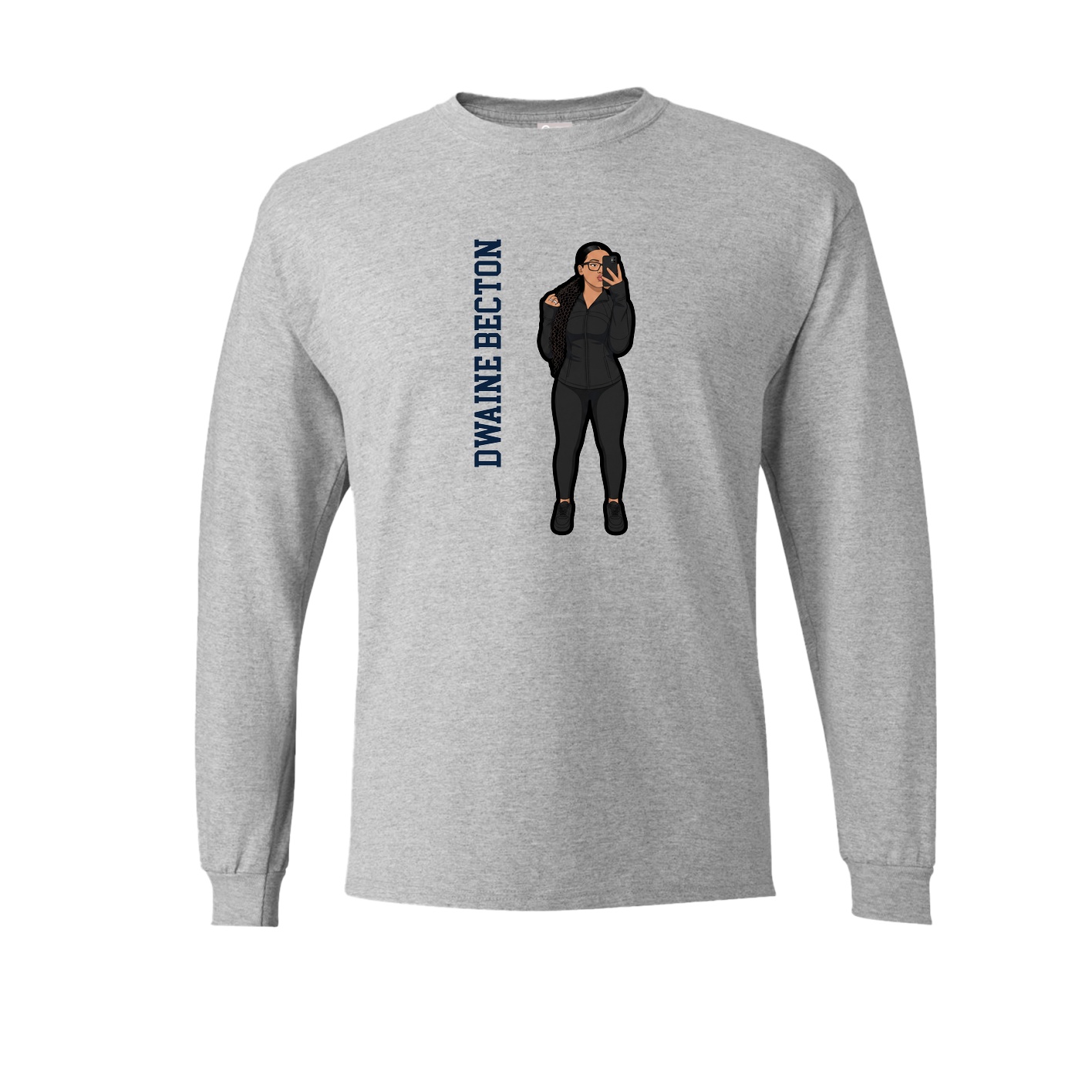 Long Sleeve Tee — Name Vertical in Grey