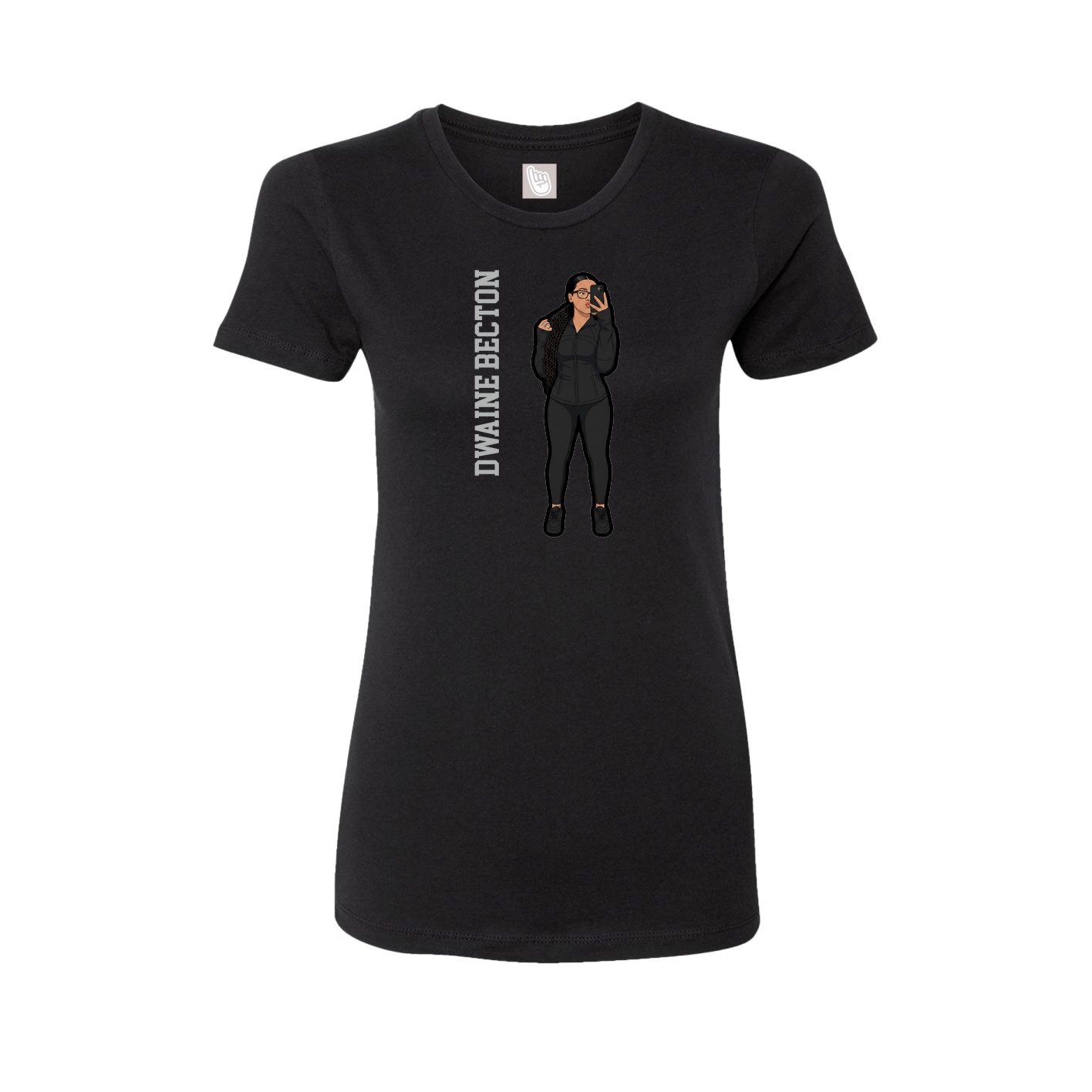 Womens Tee — Name Vertical in Black