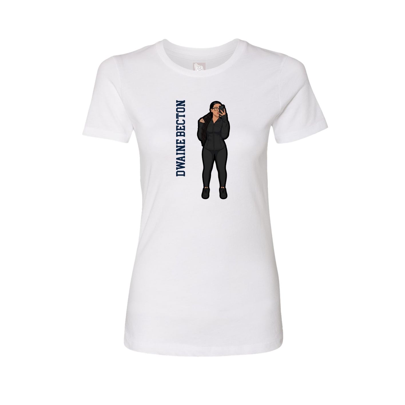 Womens Tee — Name Vertical in White