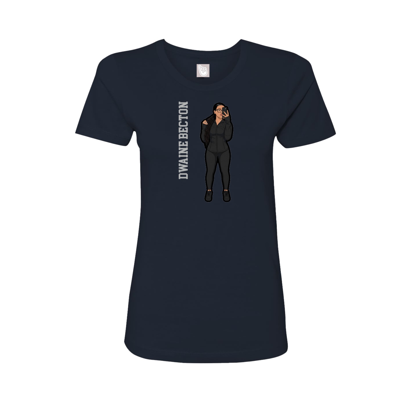 Fitted Women's Tee — Name Vertical in Navy