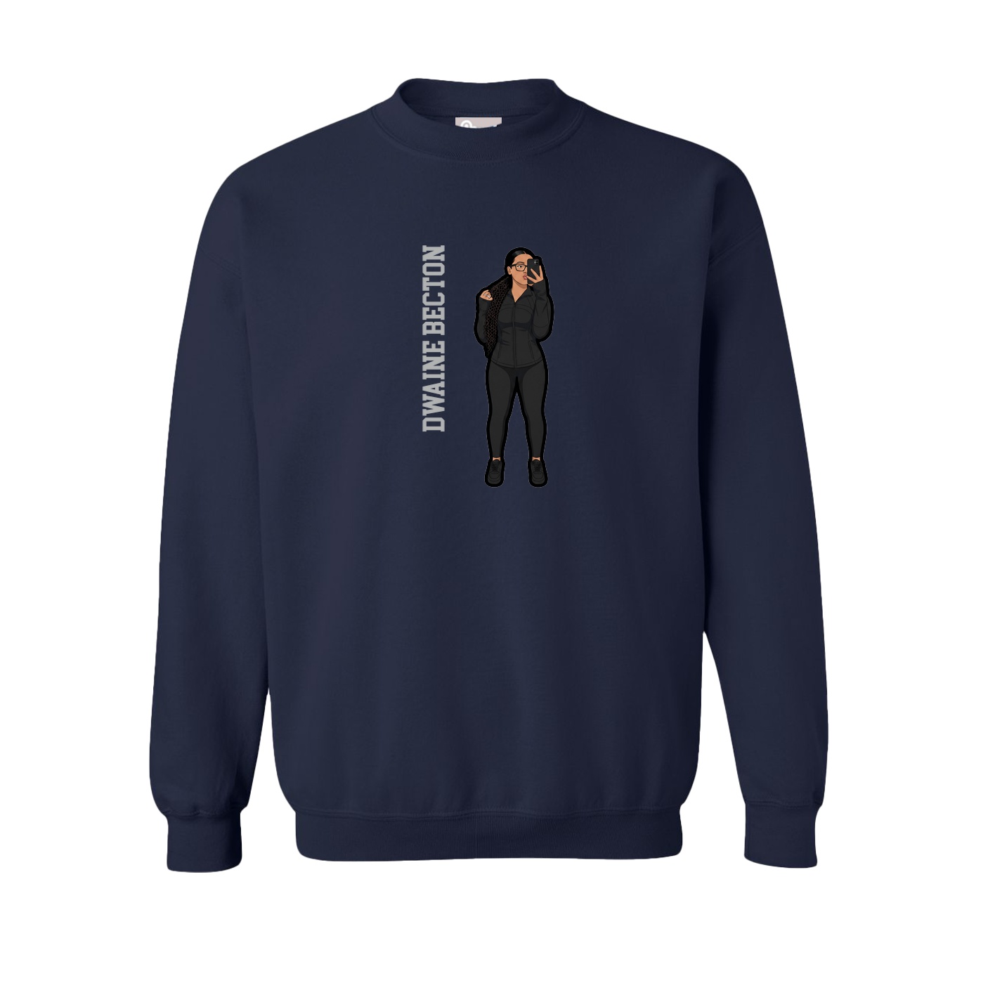 Fleece Crew — Name Vertical in Navy