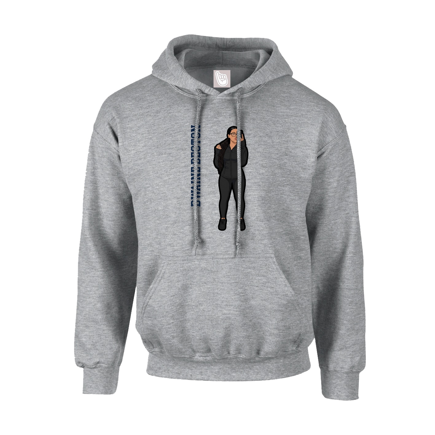 Youth Hoodie — Name Vertical in Grey