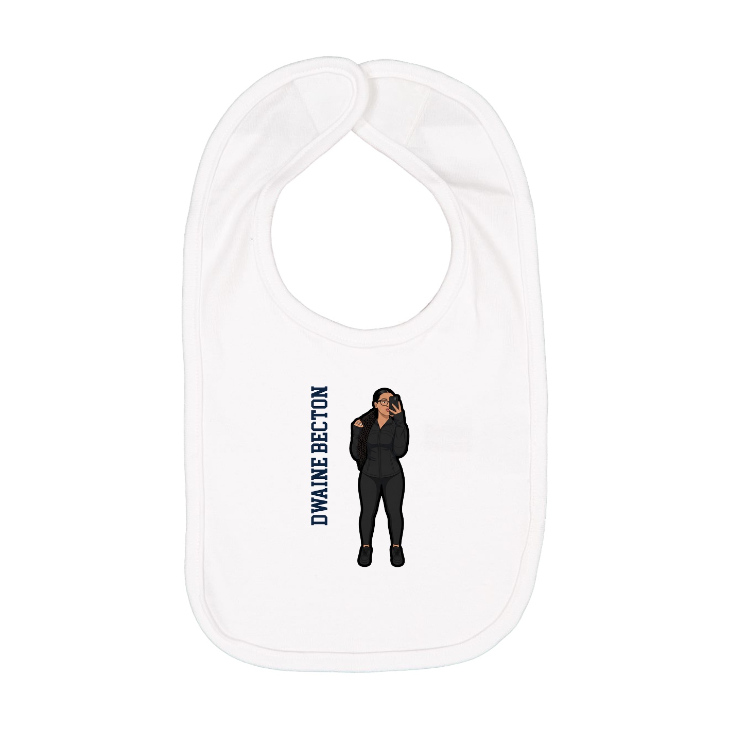 Infant Bib — Name Vertical in White