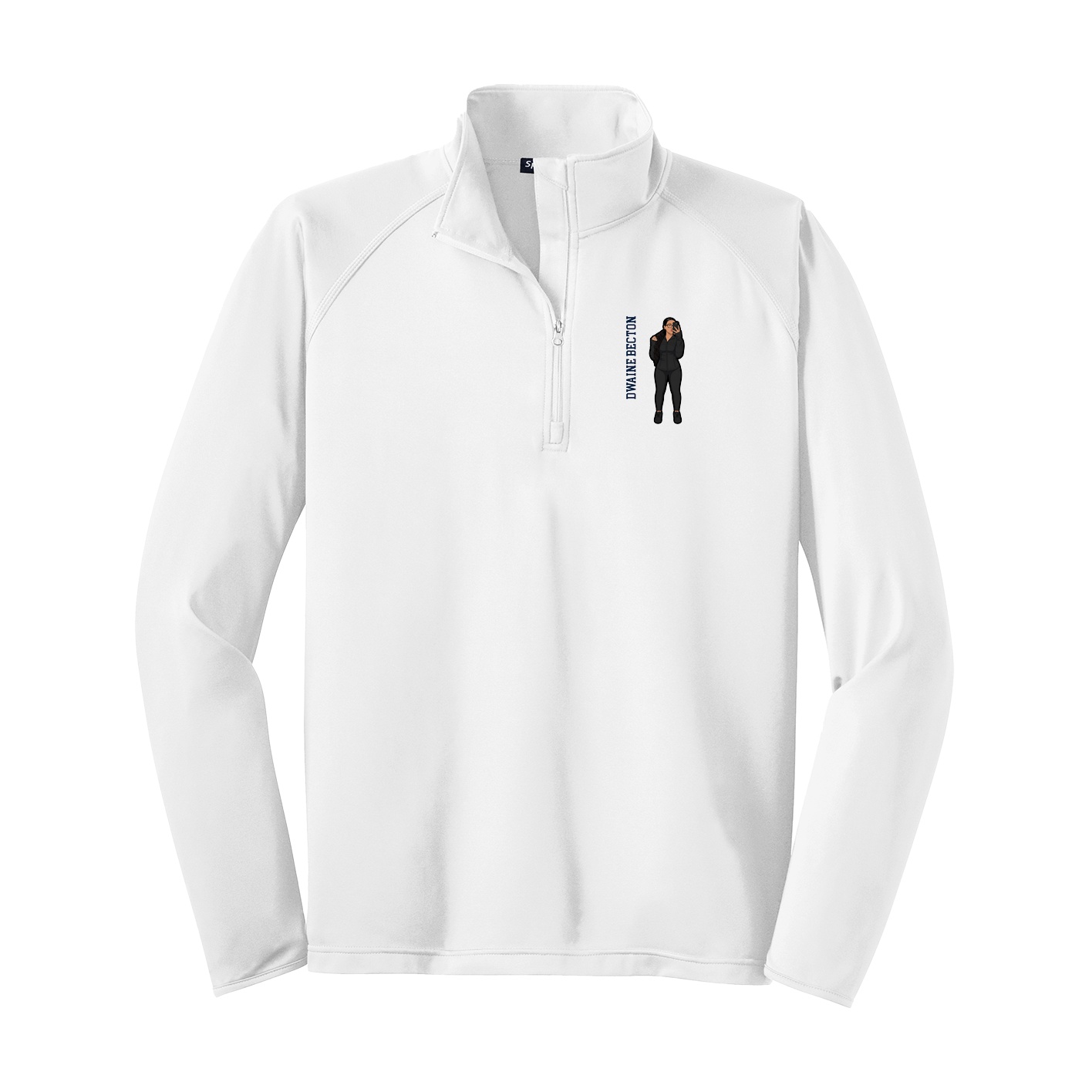 Q-Zip Pullover — Name Vertical in White