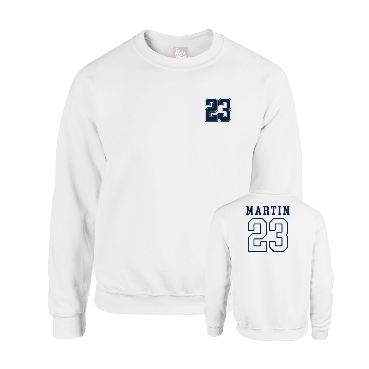 Fleece Crew — Chest Back in White