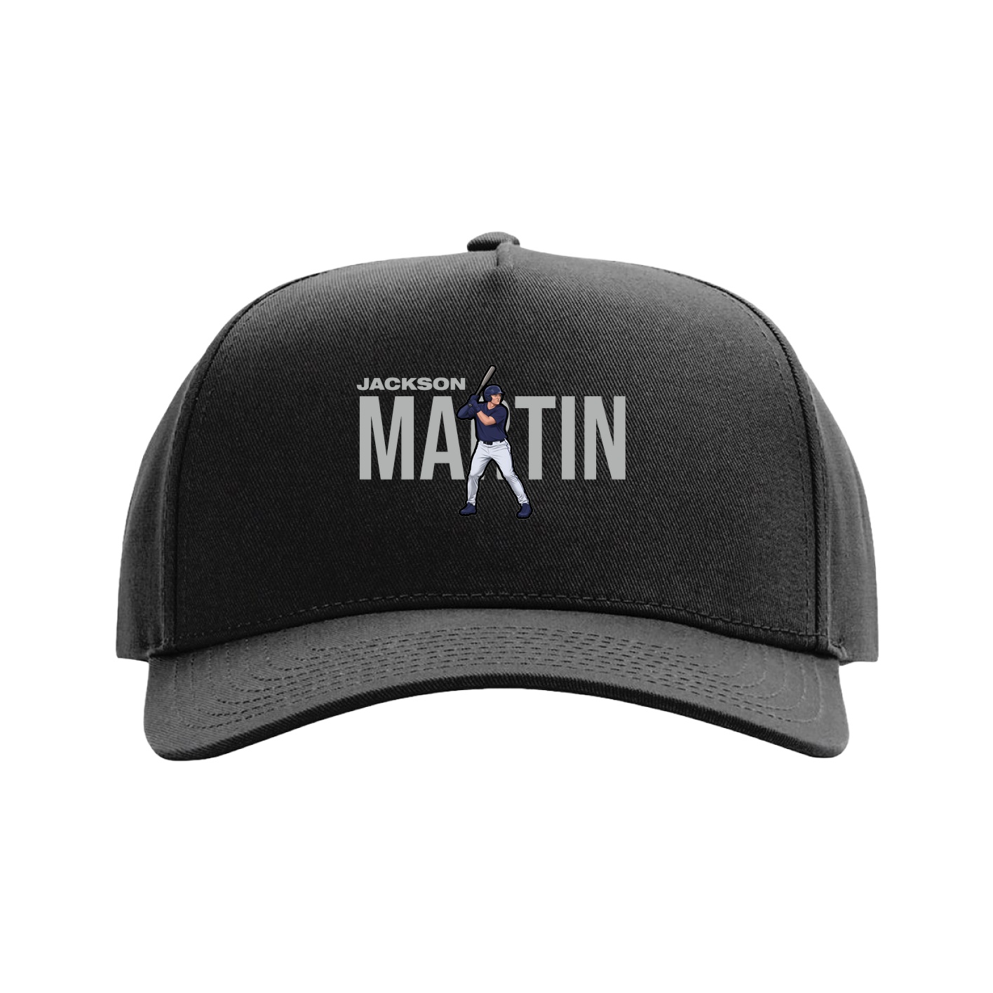 Full Fabric Five-Panel Champ Cap — Player Name in Black