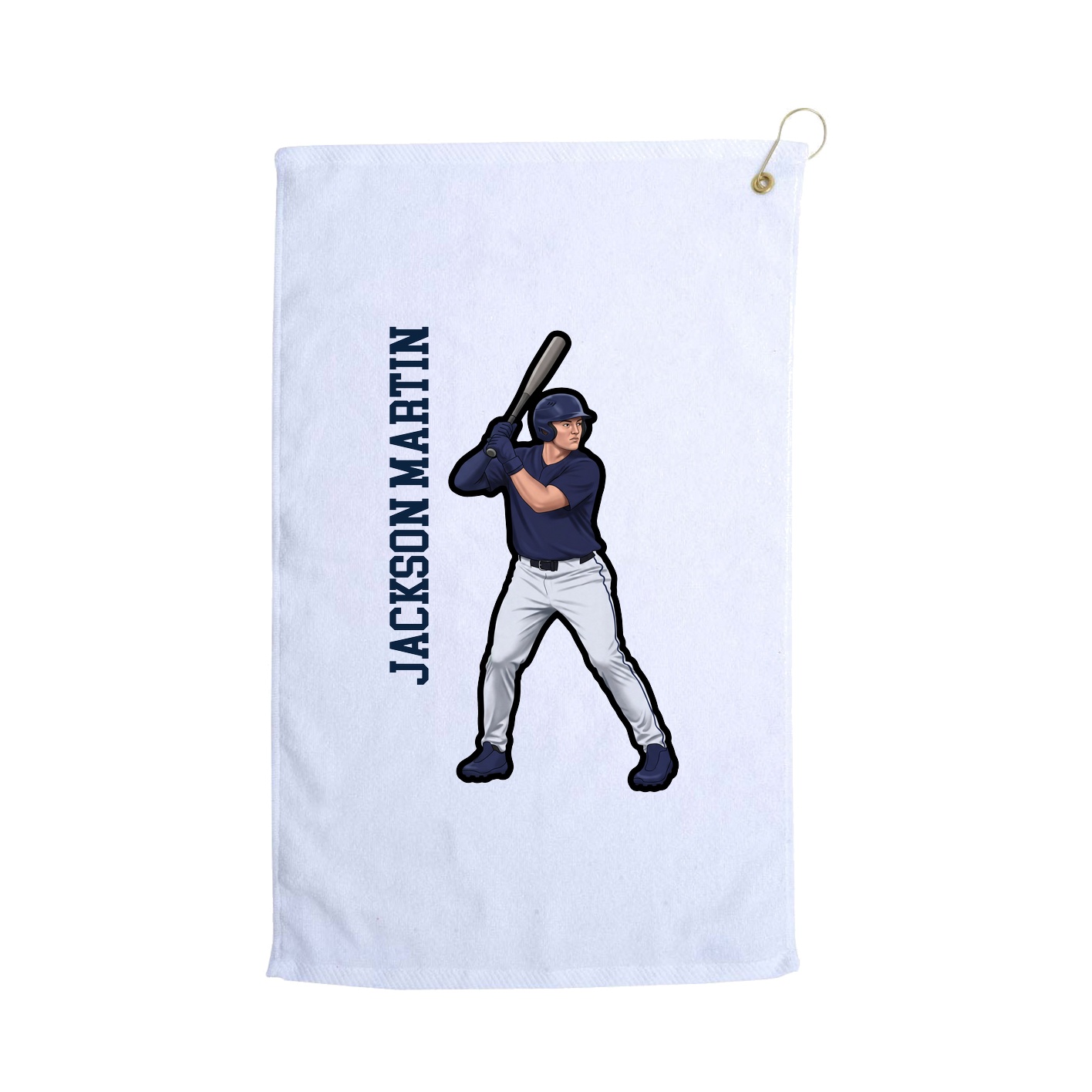 Golf Towel — Name Vertical in White