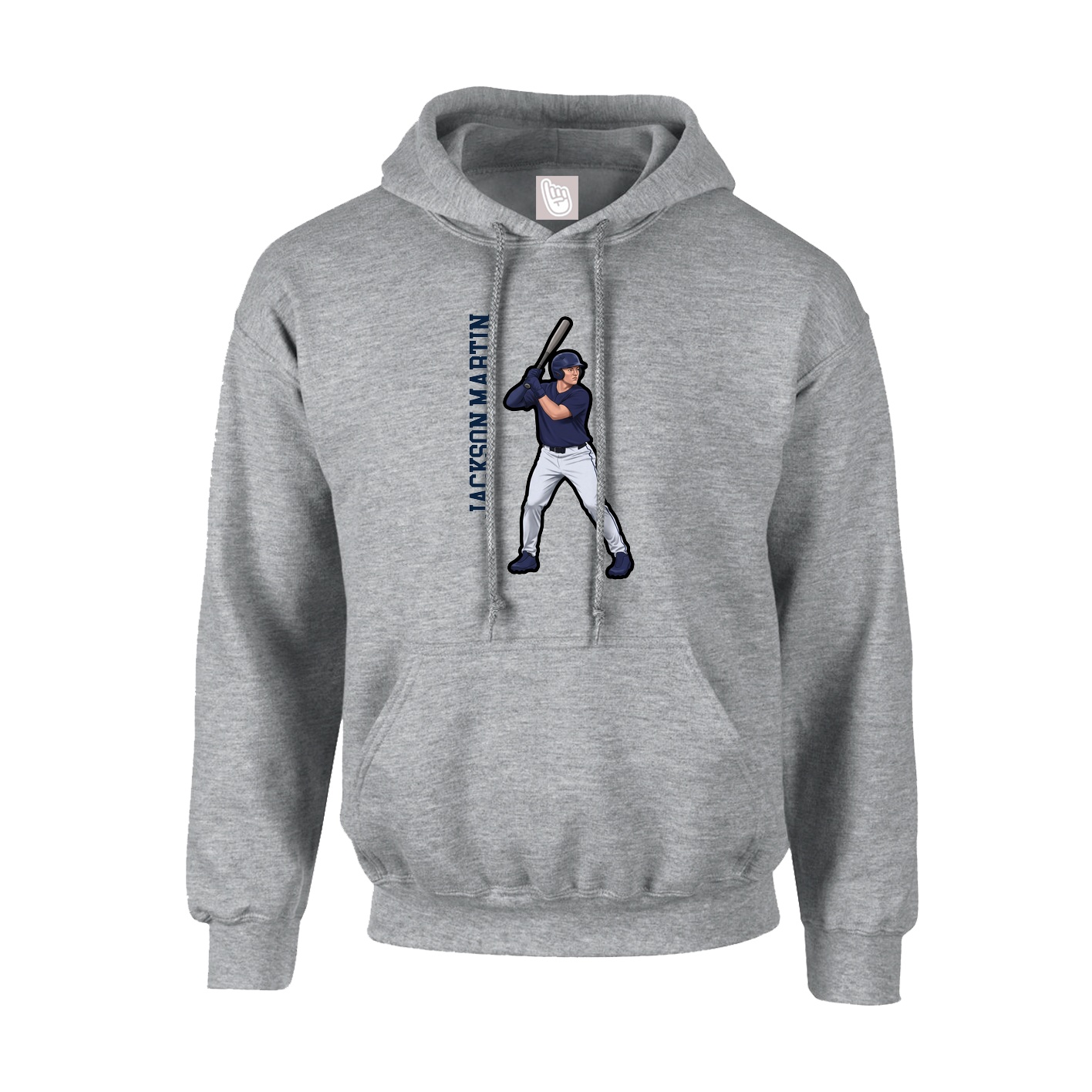 Youth Hoodie — Name Vertical in Grey
