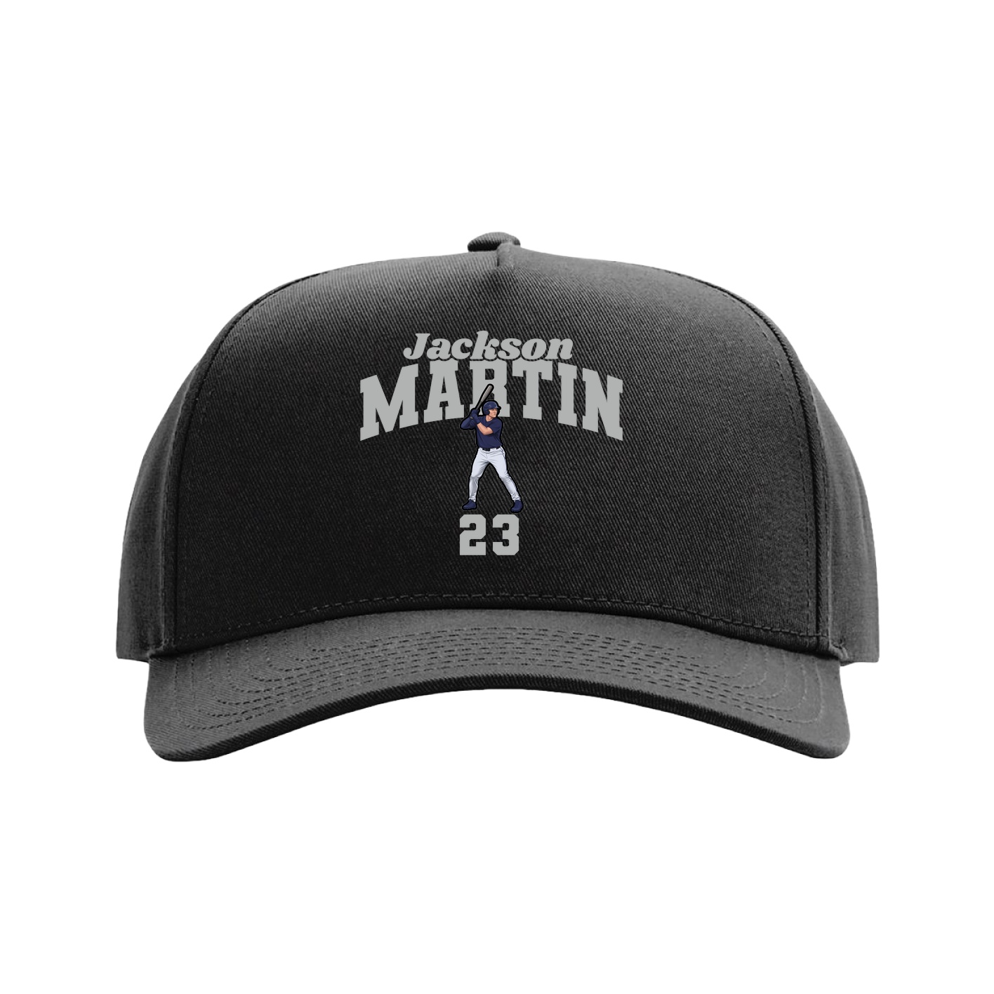 Full Fabric Five-Panel Champ Cap — Signature Arch in Black