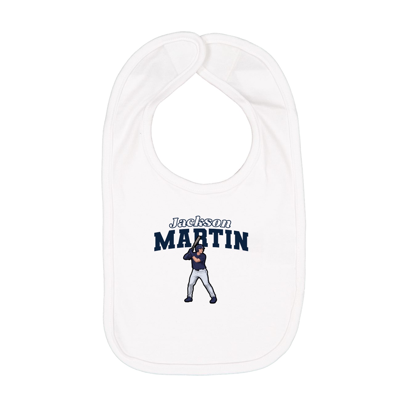 Infant Bib — Name Arch in White