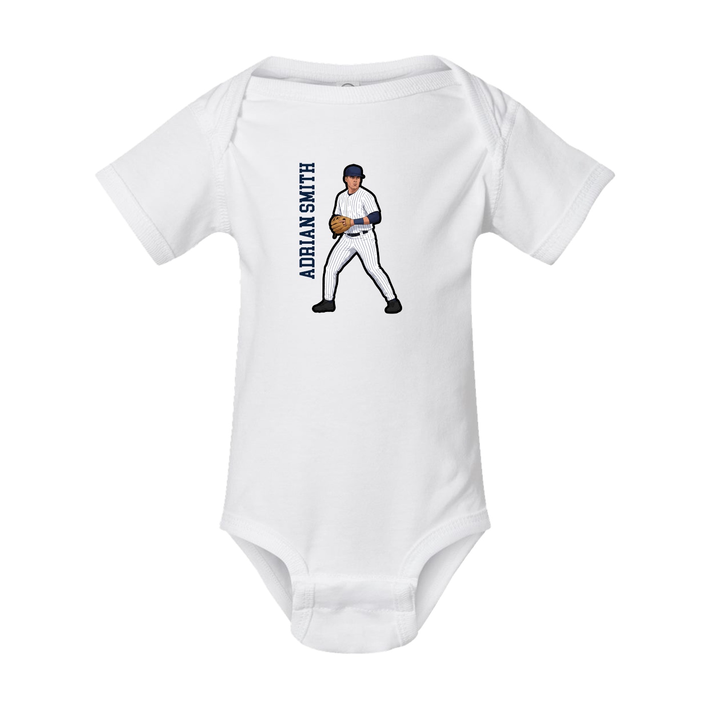 Baby Onesie — Name Vertical in White