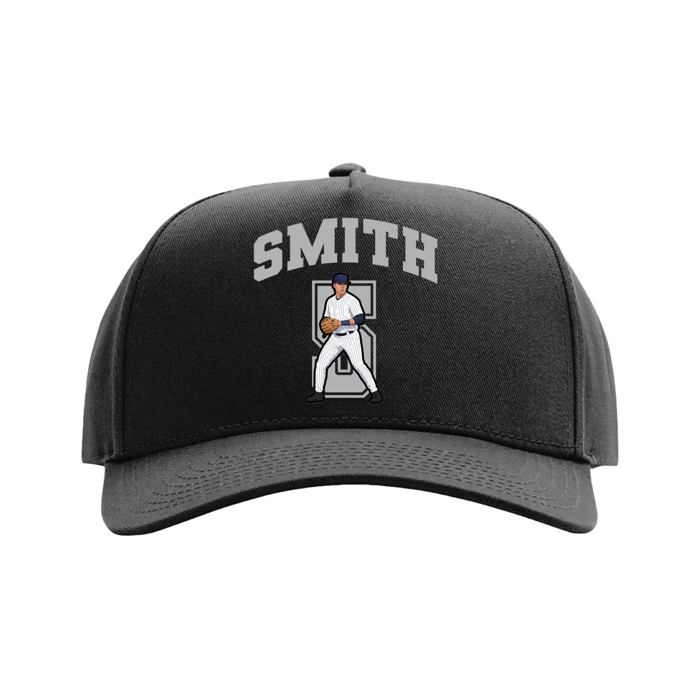 Full Fabric Five-Panel Champ Cap — Number in Black