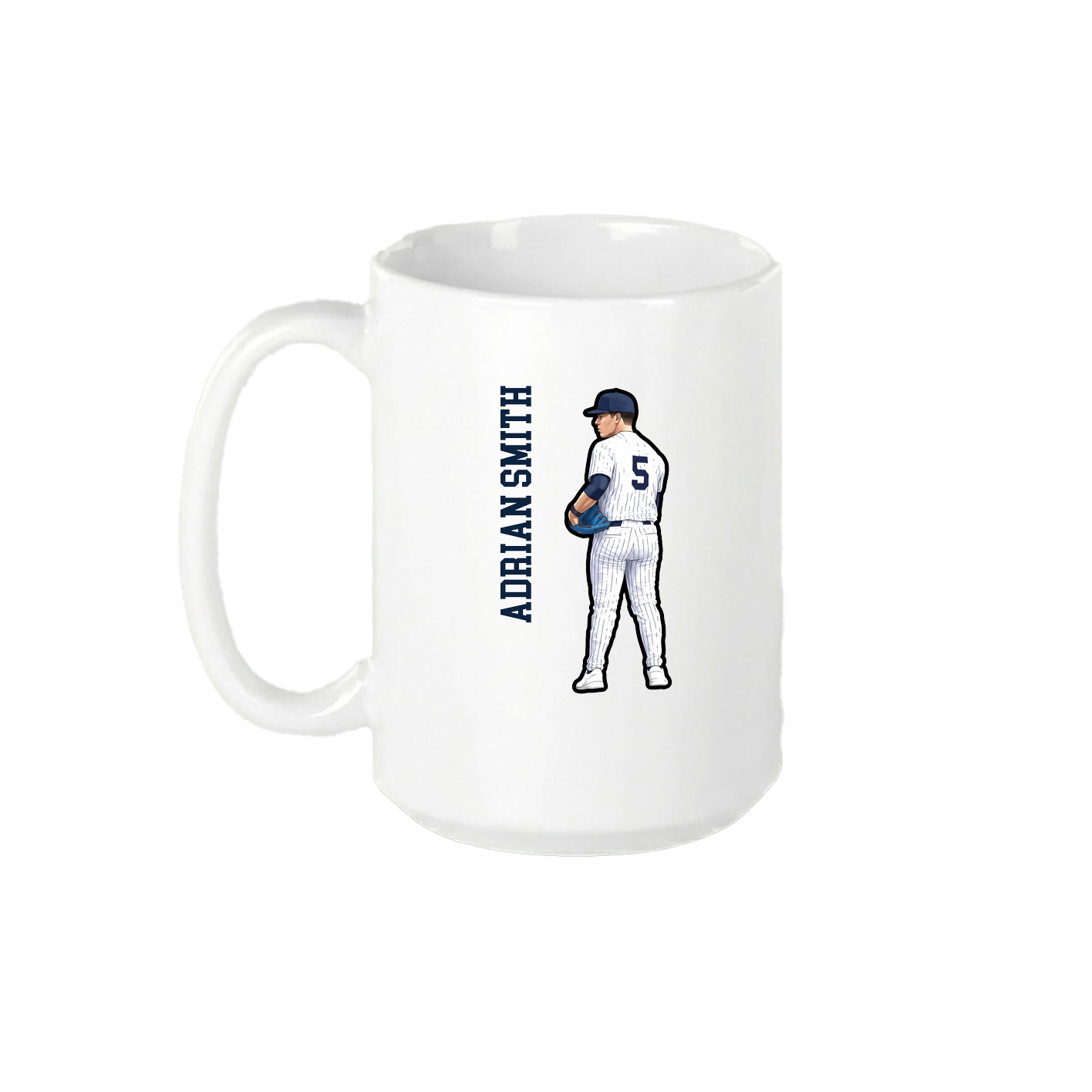 15oz Coffee Mug — Name Vertical in White