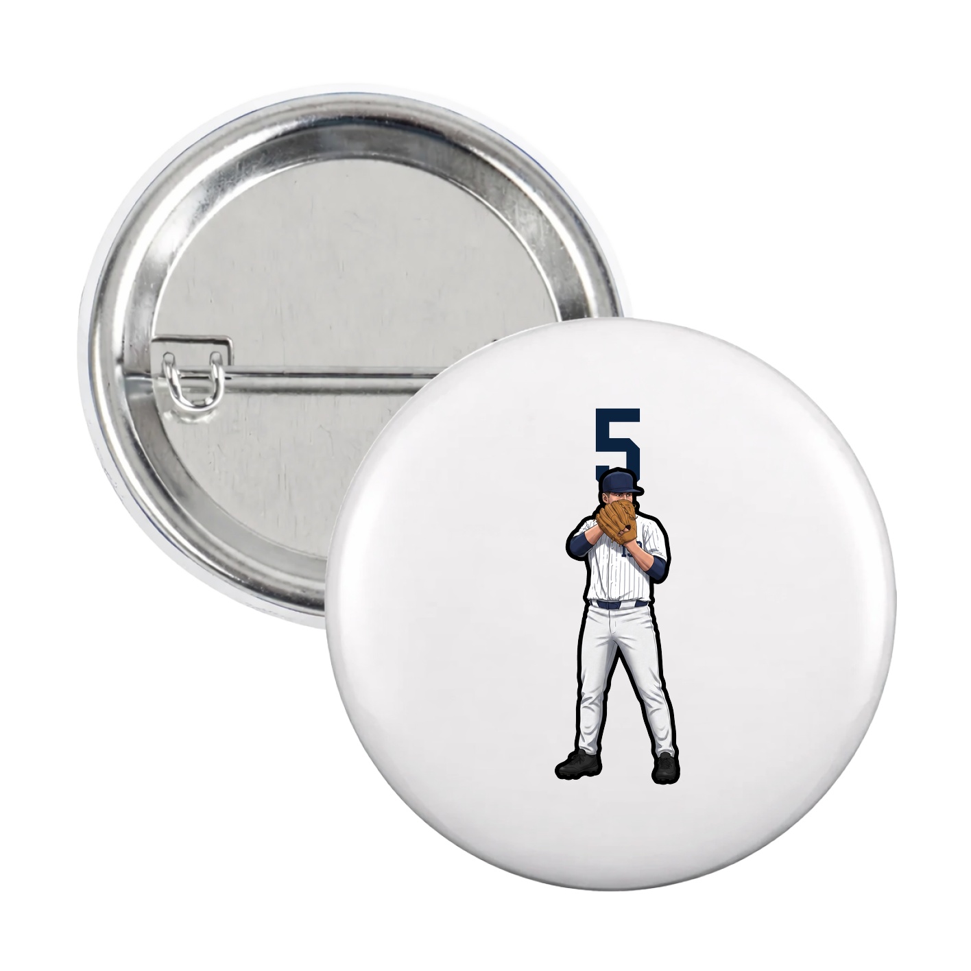 Game Day Button — Number Top in White