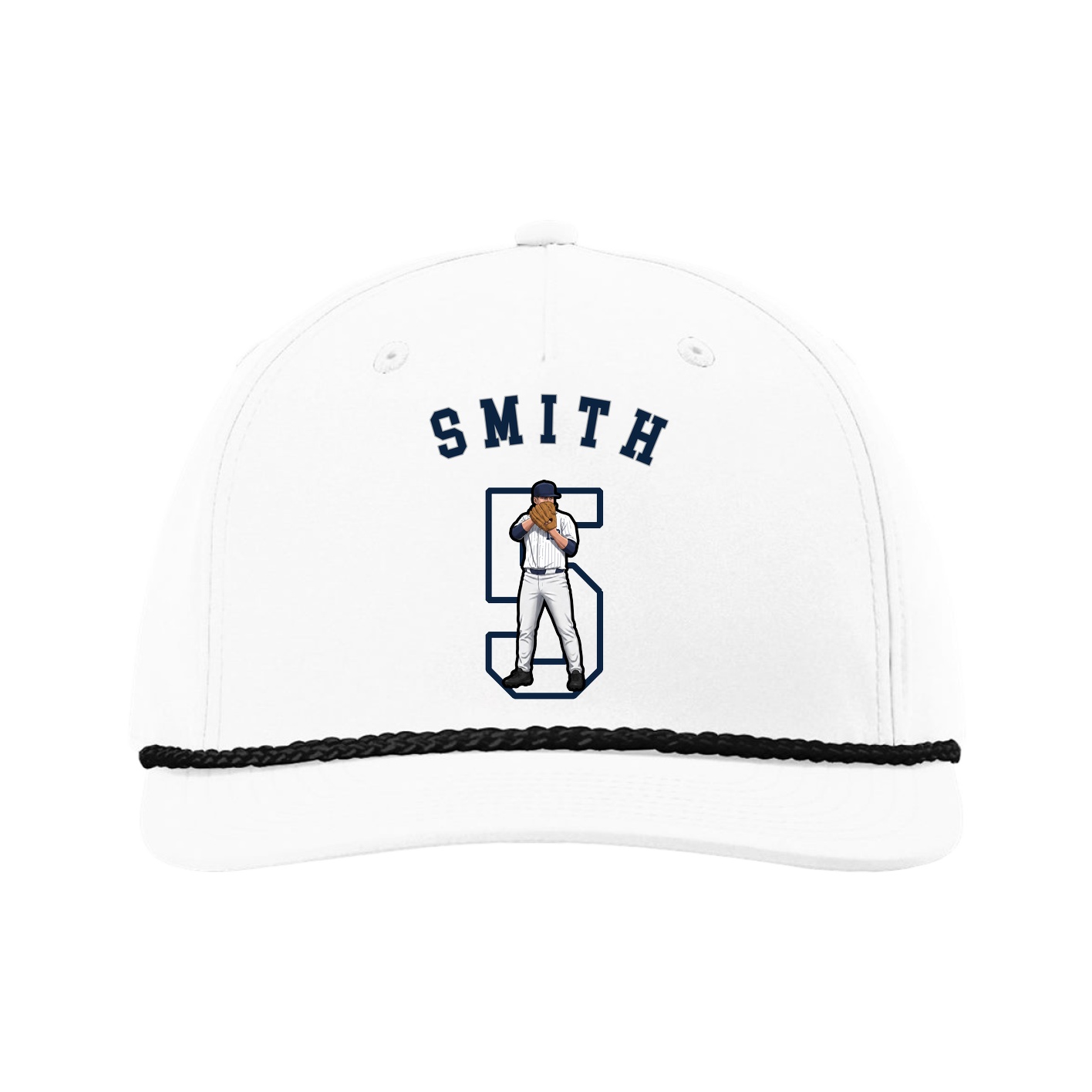Five-Panel Classic Rope Cap — Shirsey Arch in White
