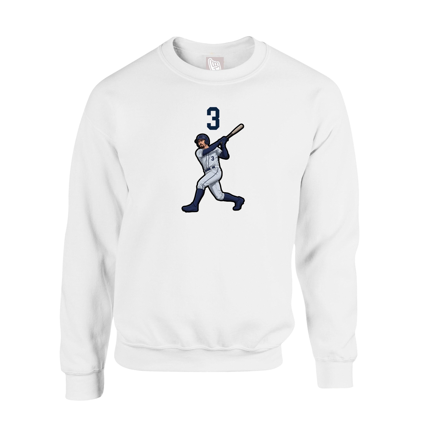 Fleece Crew — Number Top in White